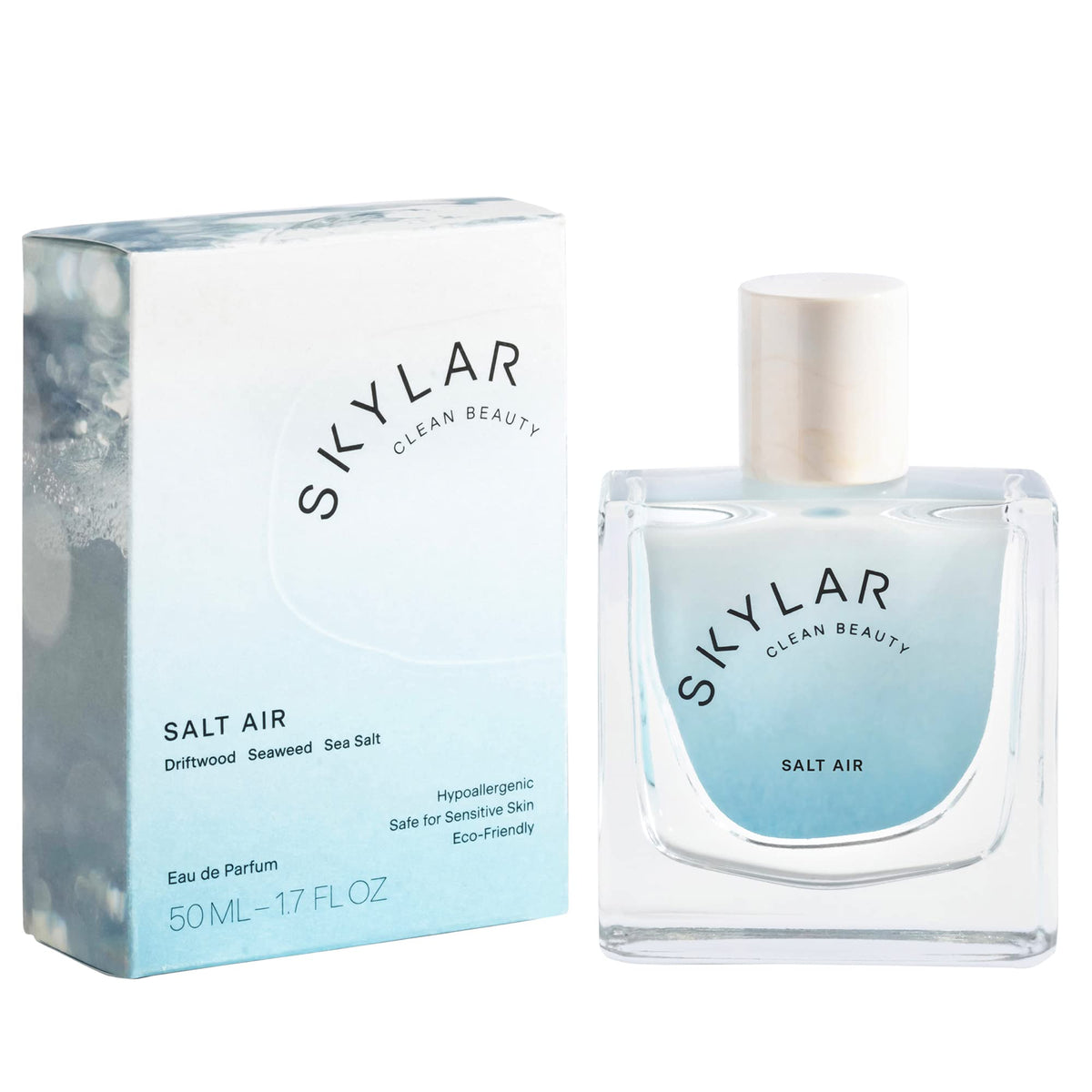 Skylar Salt Air bottle close-up showing ocean-inspired freshness for daily wear.