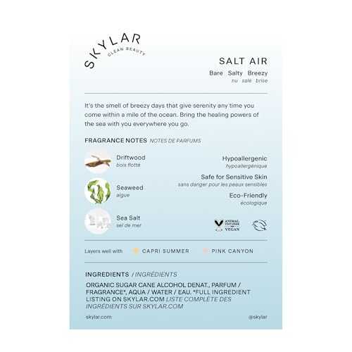Skylar Salt Air top-notes image highlights bergamot and sea salt for a breezy mood.