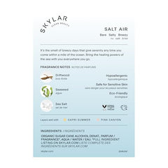 Skylar Salt Air top-notes image highlights bergamot and sea salt for a breezy mood.