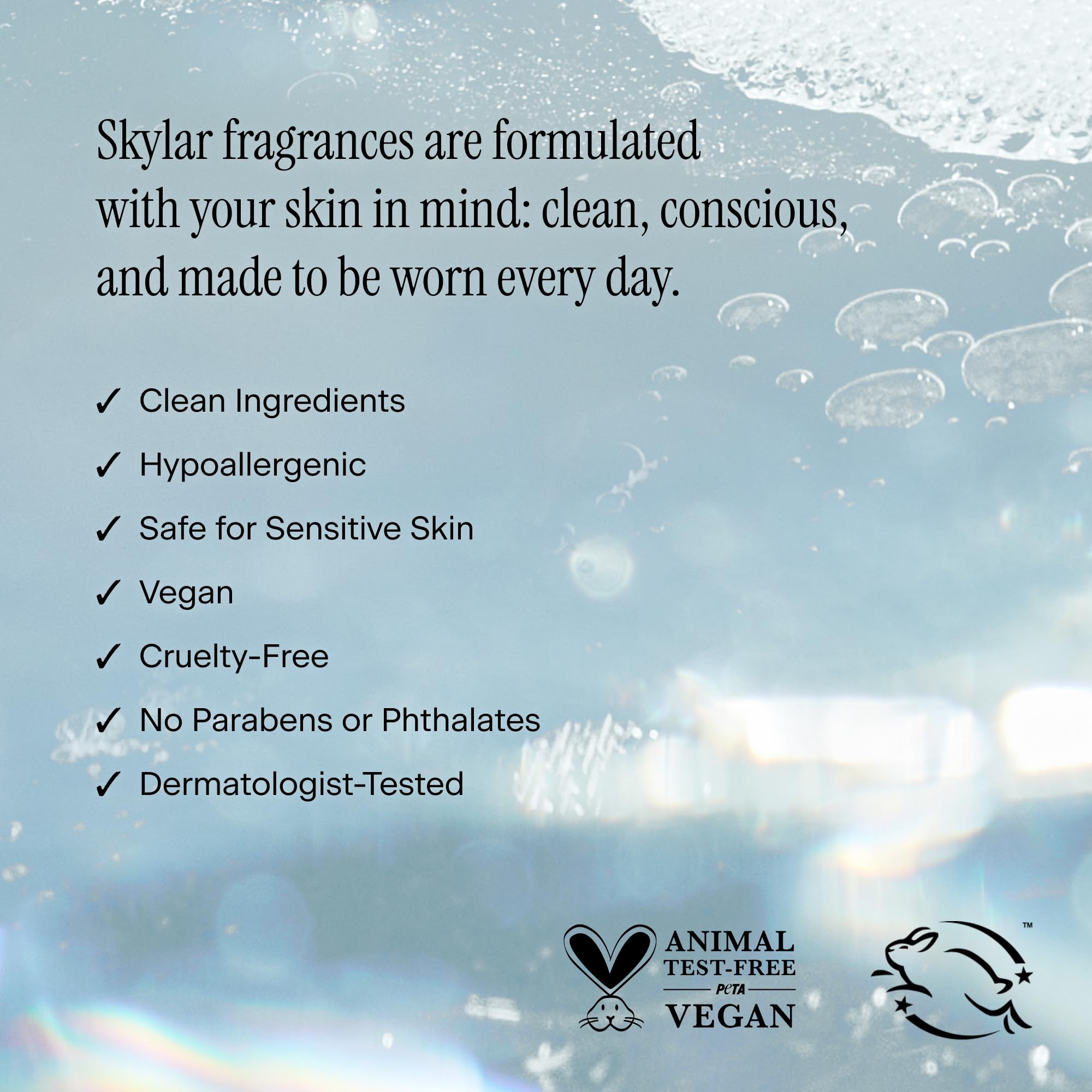 Skylar Salt Air vegan-cruelty-free badge emphasizes an ethical fragrance choice.