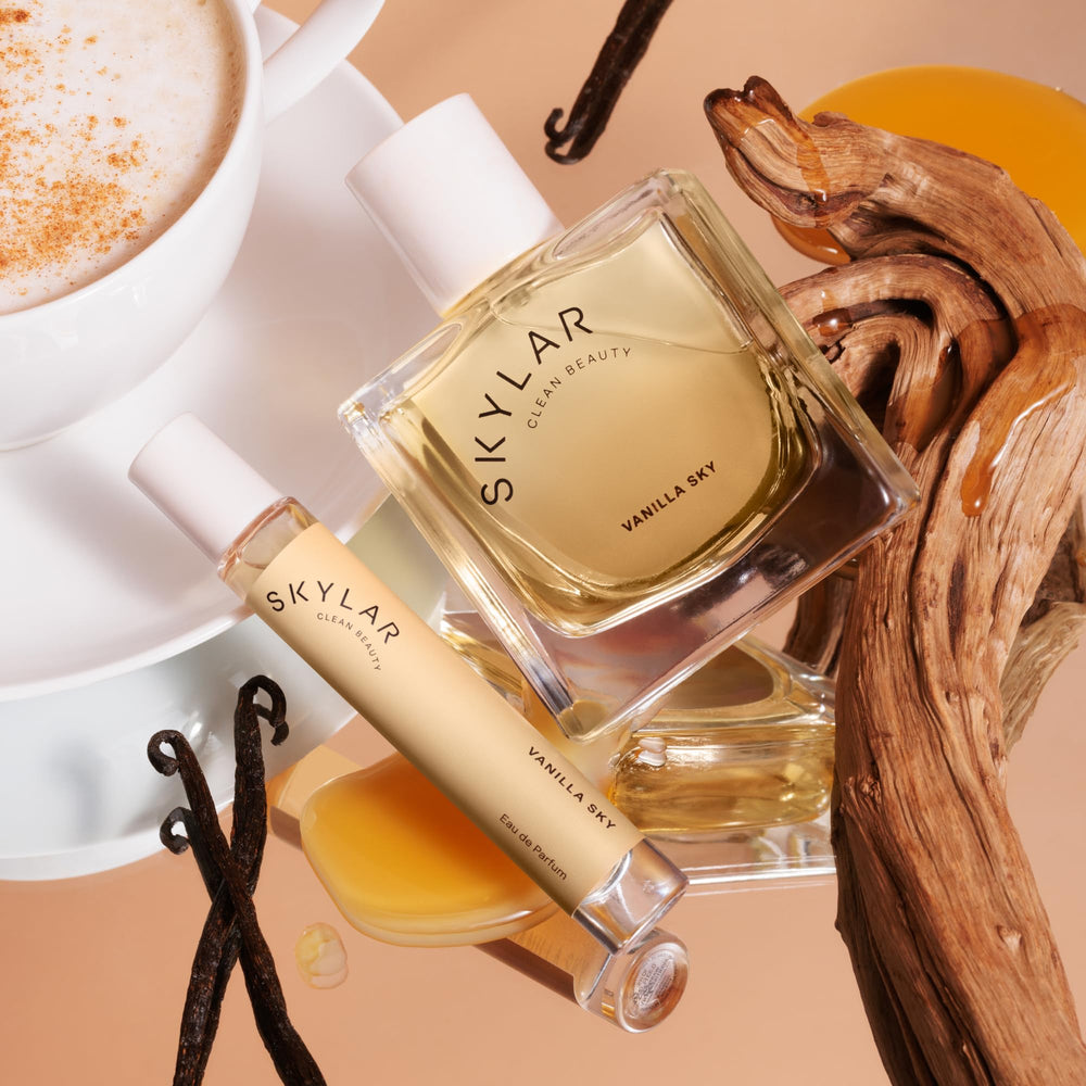 Skylar Vanilla Sky base notes caramelized cedar for depth.