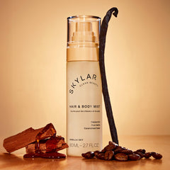 Skylar Vanilla Sky mist in hair for a scent boost.