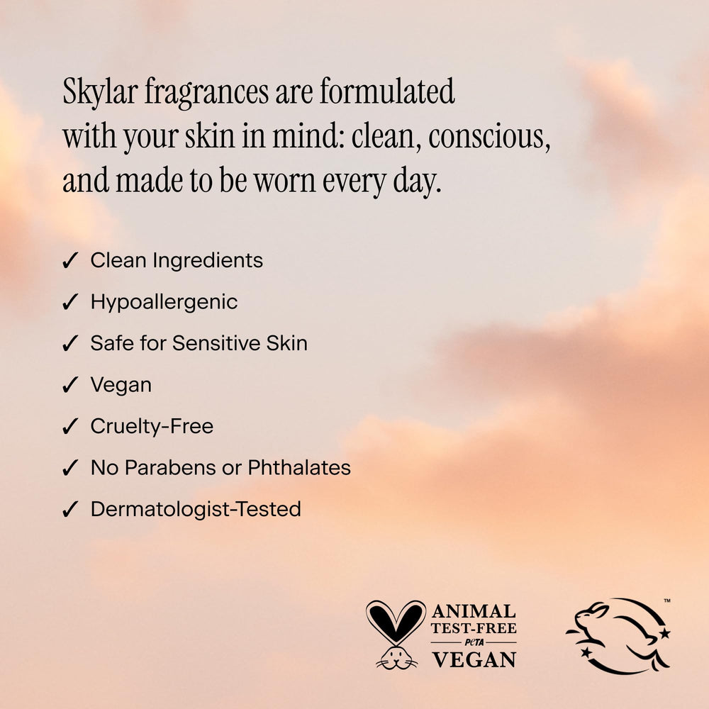 Skylar Vanilla Sky spray demonstrates travel-friendly 10 mL bottle.