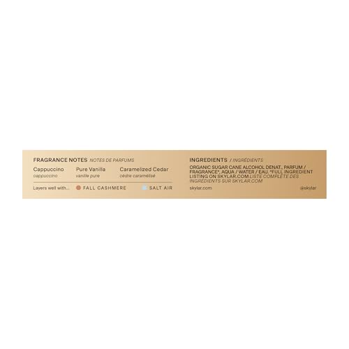 Skylar Vanilla Sky top notes cappuccino and bergamot aroma preview.