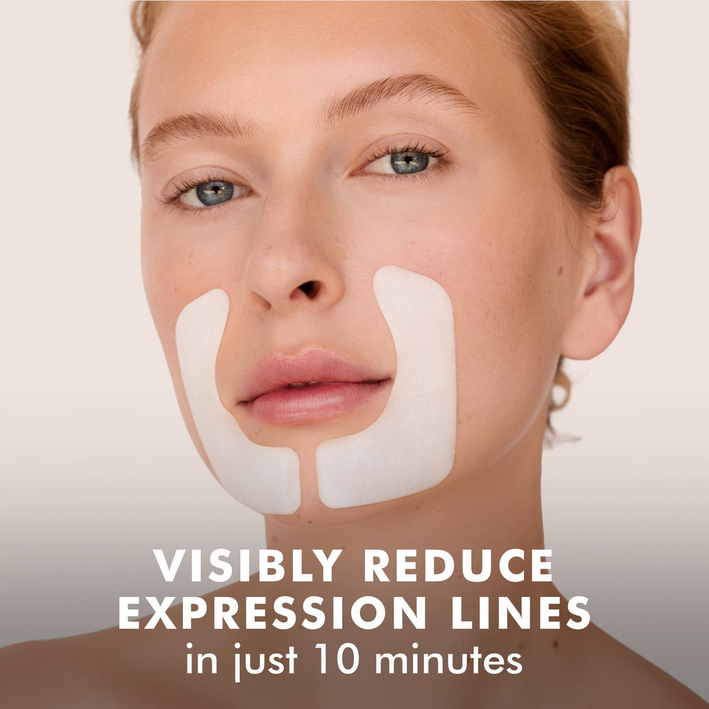 Skyn ICELAND Smile Line Patches application closeup demonstrates comfortable, 10-minute treatment