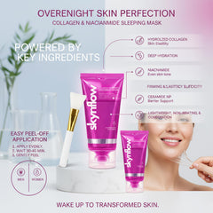 Skynflow Collagen Mask features Niacinamide and Ceramide NP for nourishing hydration.
