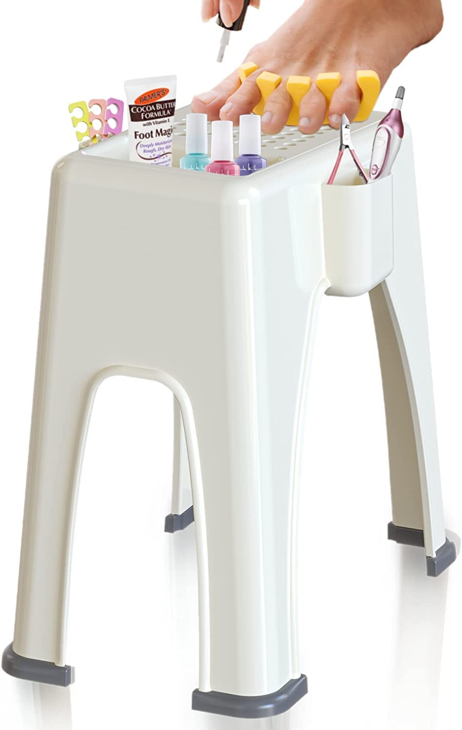Skywin TidyFriend shower foot rest side view highlights ergonomic support for shaving routines