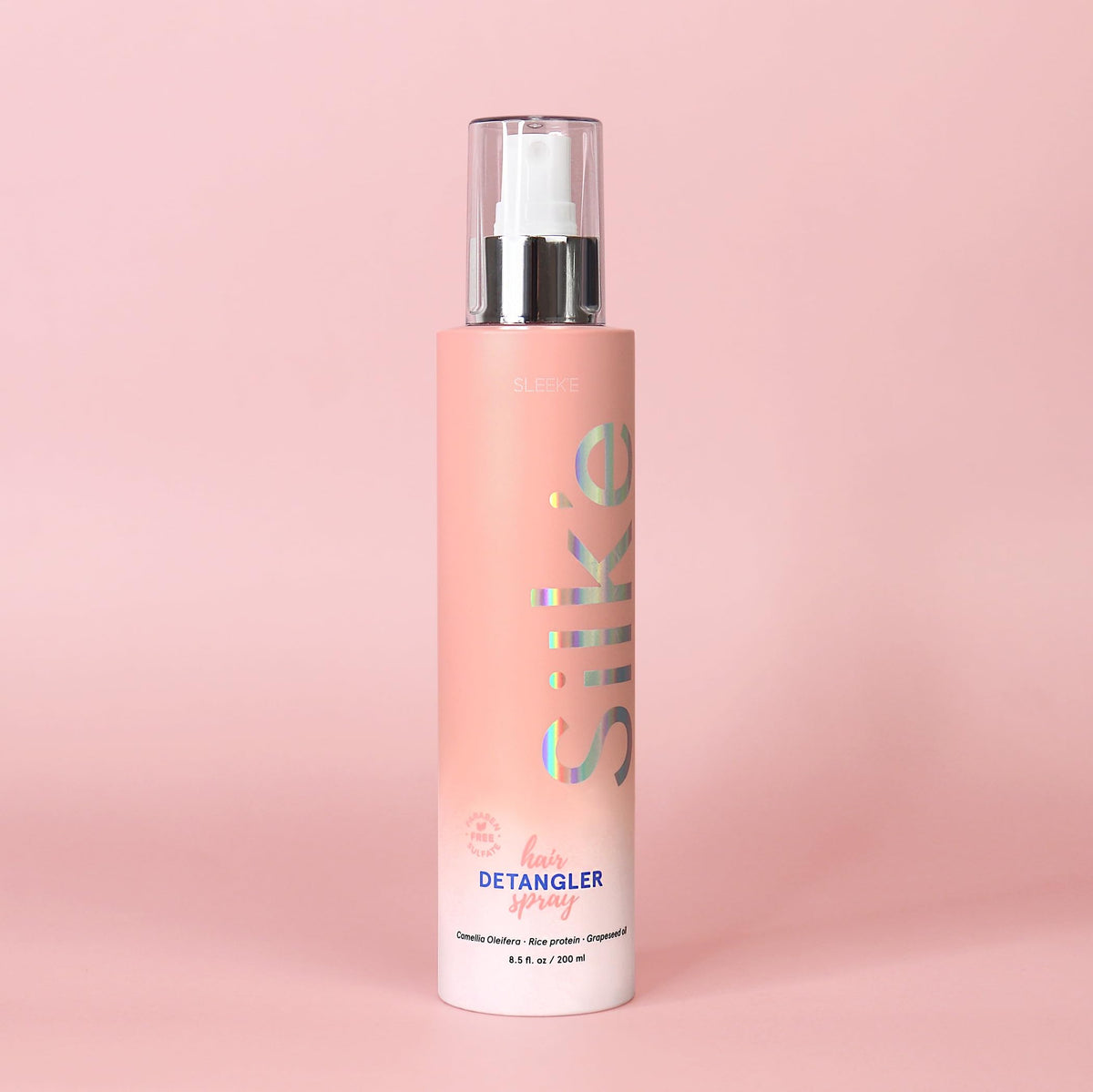 Sleek'e Hair Silk'e Detangler Spray bottle for easy brushing and frizz control.