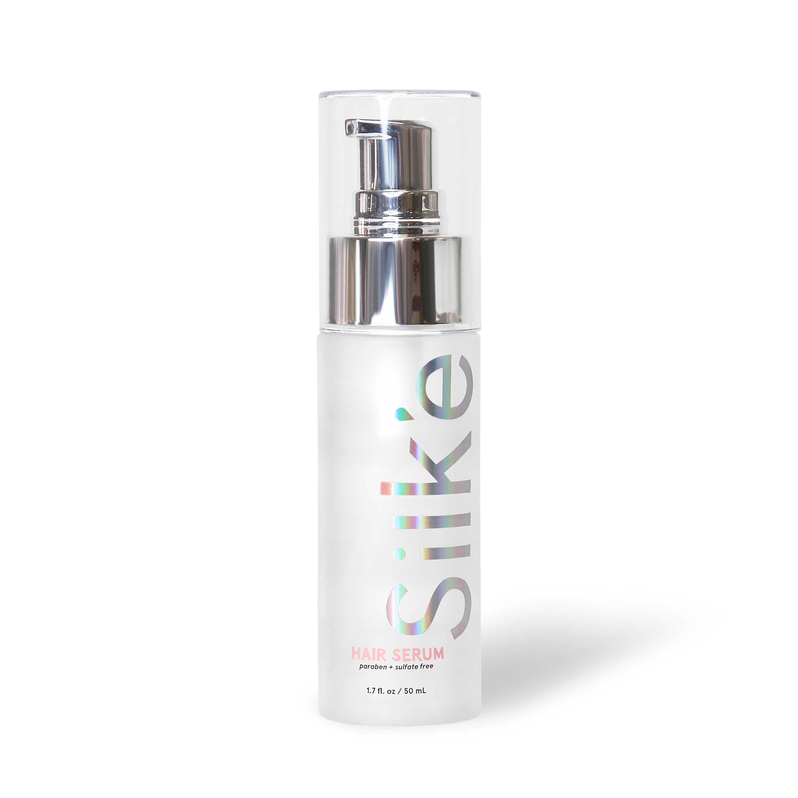 Sleek'e Silk'e Serum frizz-control on hair demonstrates glide during smoothing routine.