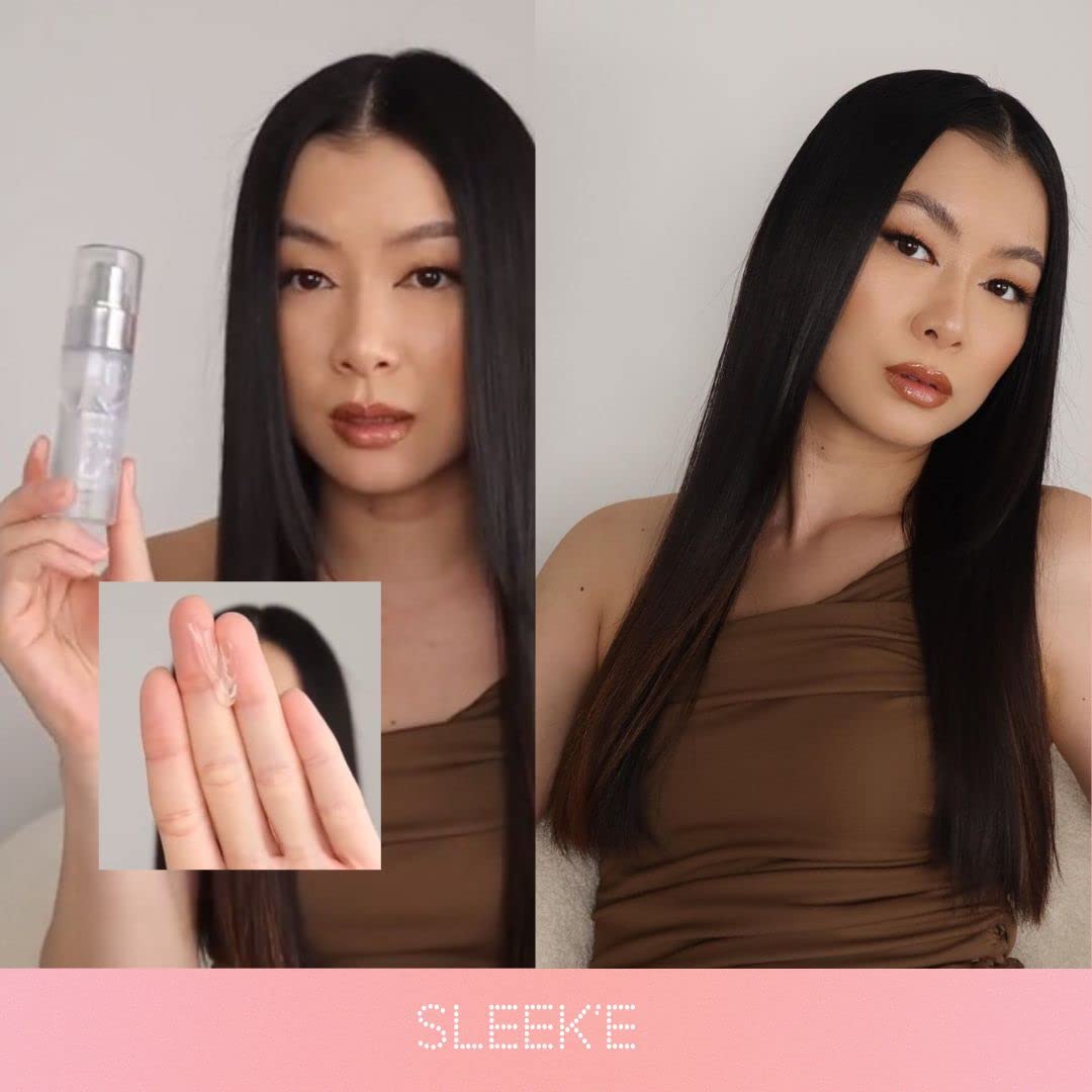Sleek'e Silk'e Serum on hair delivers smoothing for a polished look.