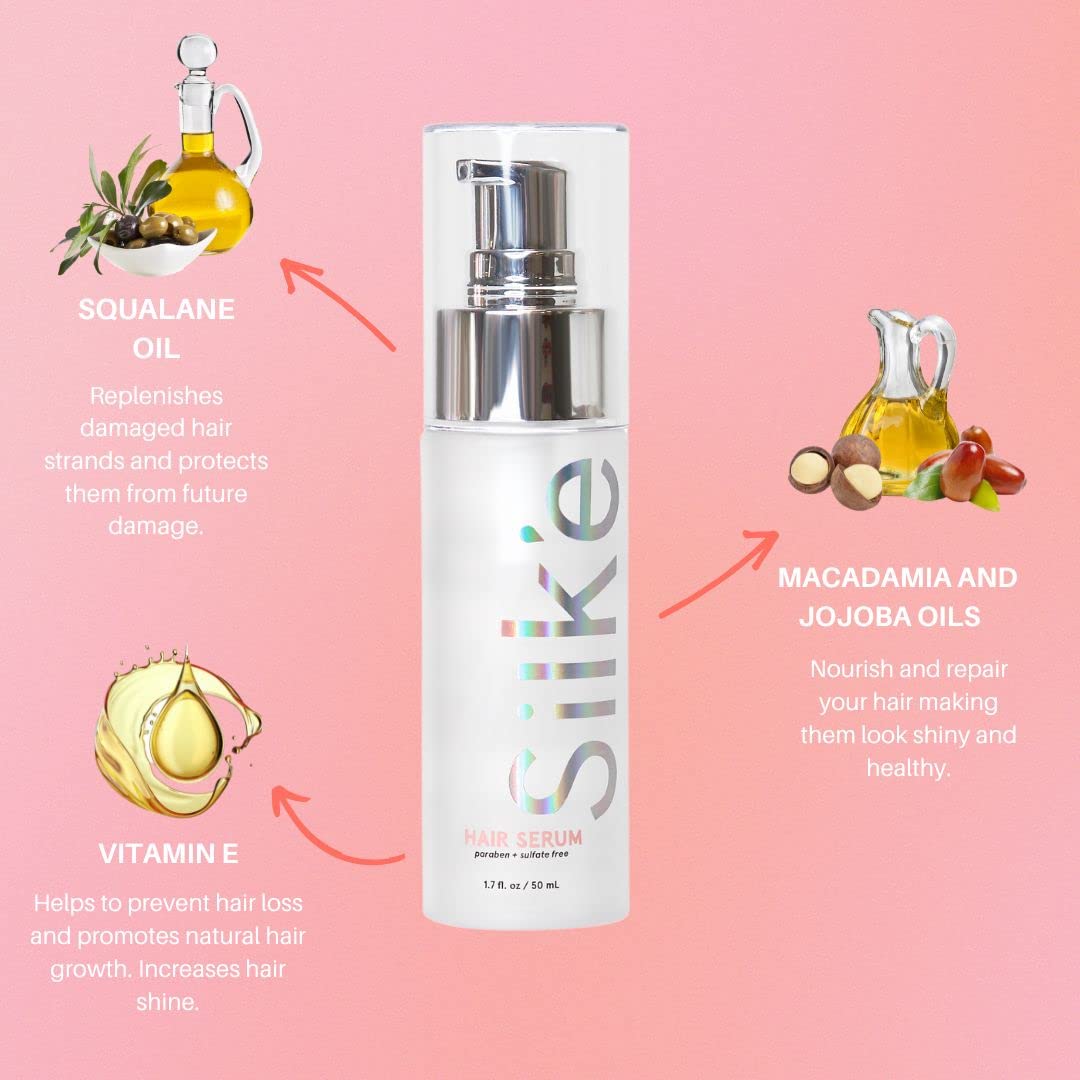 Sleek'e Silk'e Hair Serum displays silky-shiny finish on styled hair.