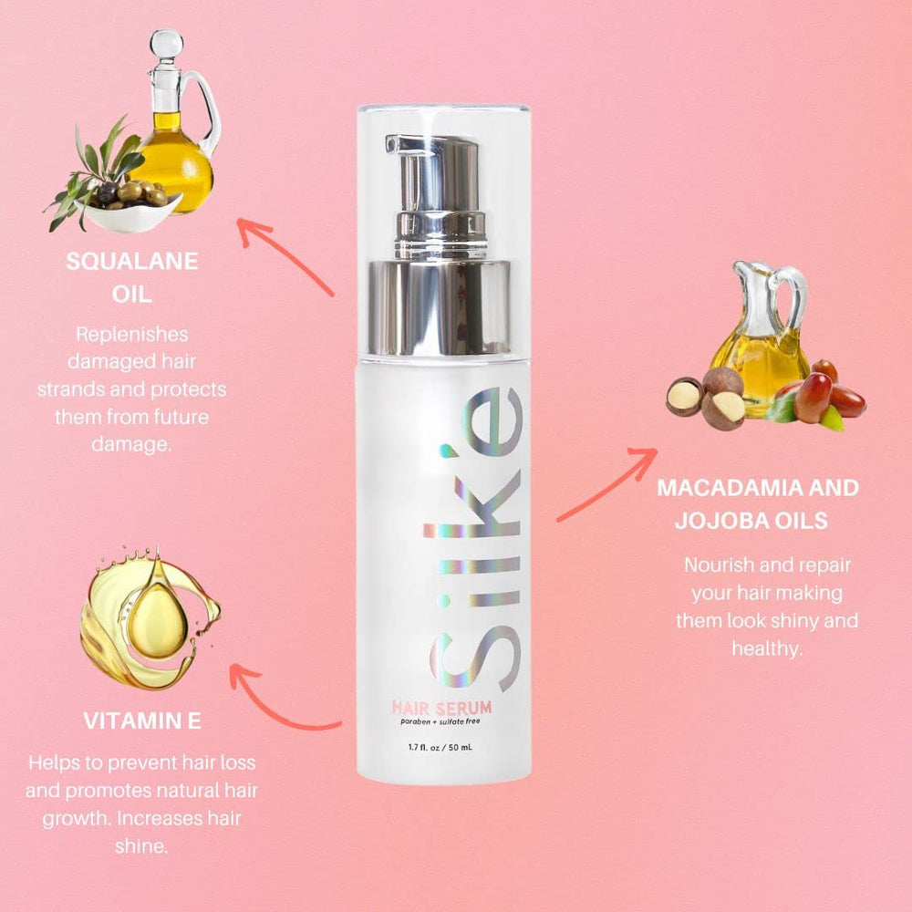 Sleek'e Silk'e Hair Serum displays silky-shiny finish on styled hair.