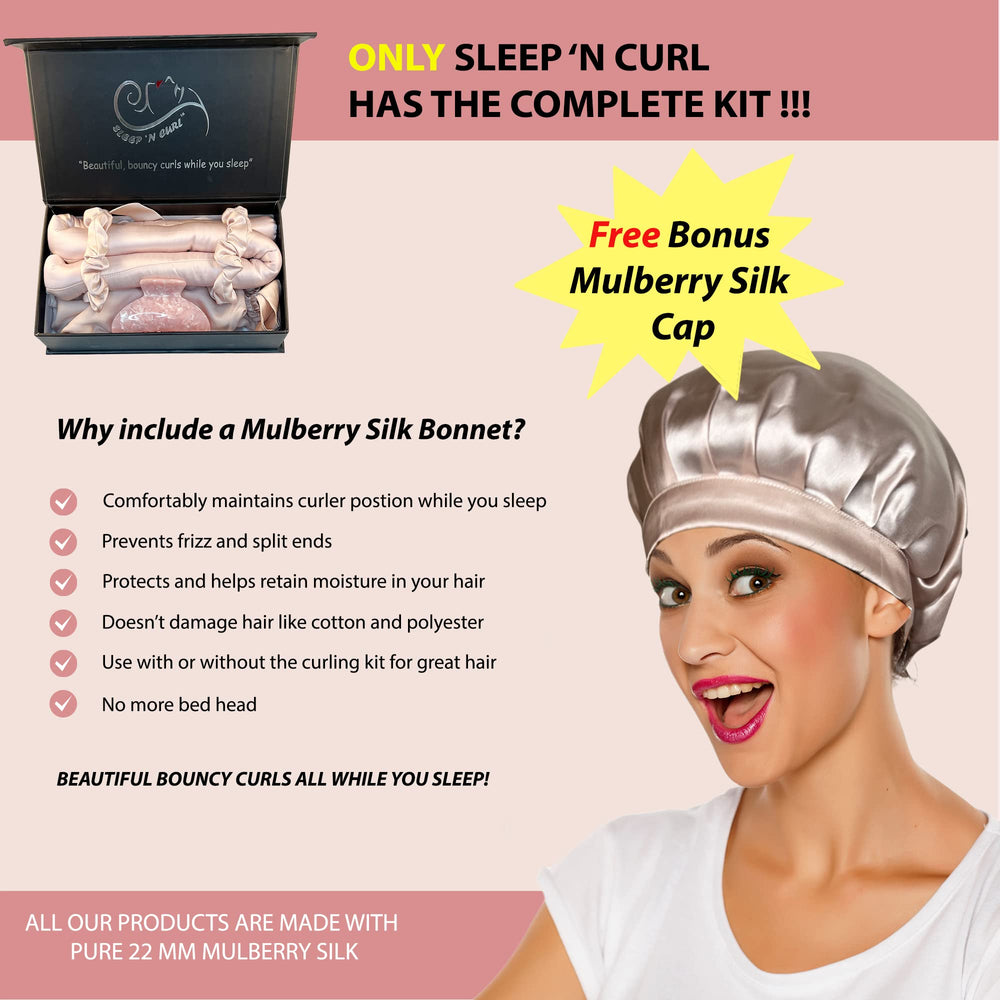 Sleep 'N Curl overnight curls depiction for salon-like results without heat.