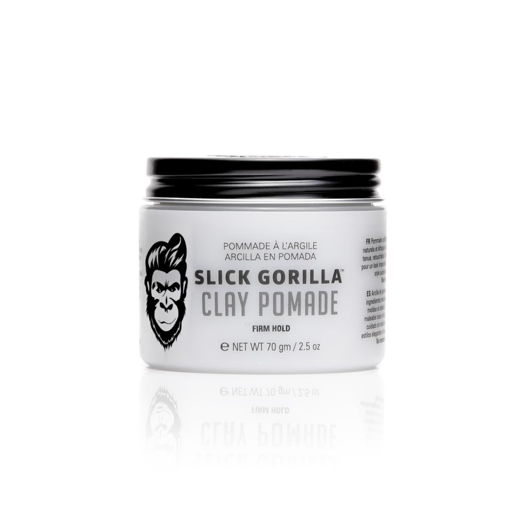 Slick Gorilla Clay Pomade hero image with firm hold and matte finish.