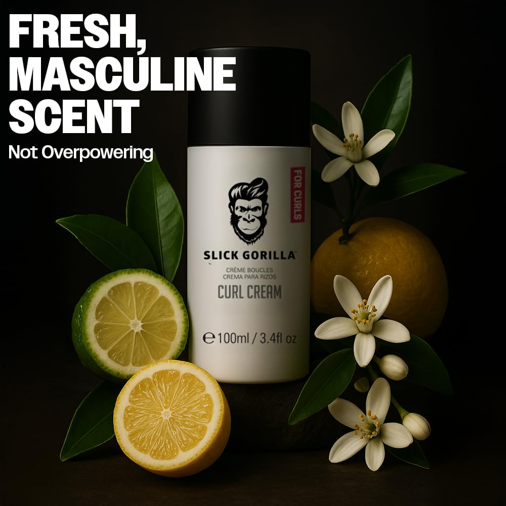 Slick Gorilla Curl Cream lightweight hold for active men on the go.