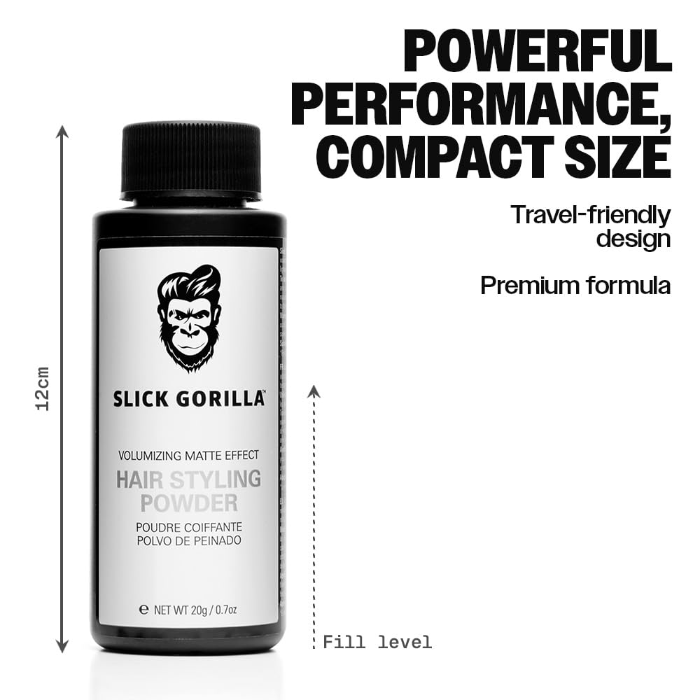 Slick Gorilla hair powder barbershop-favorite reflects professional-grade texture and portability.