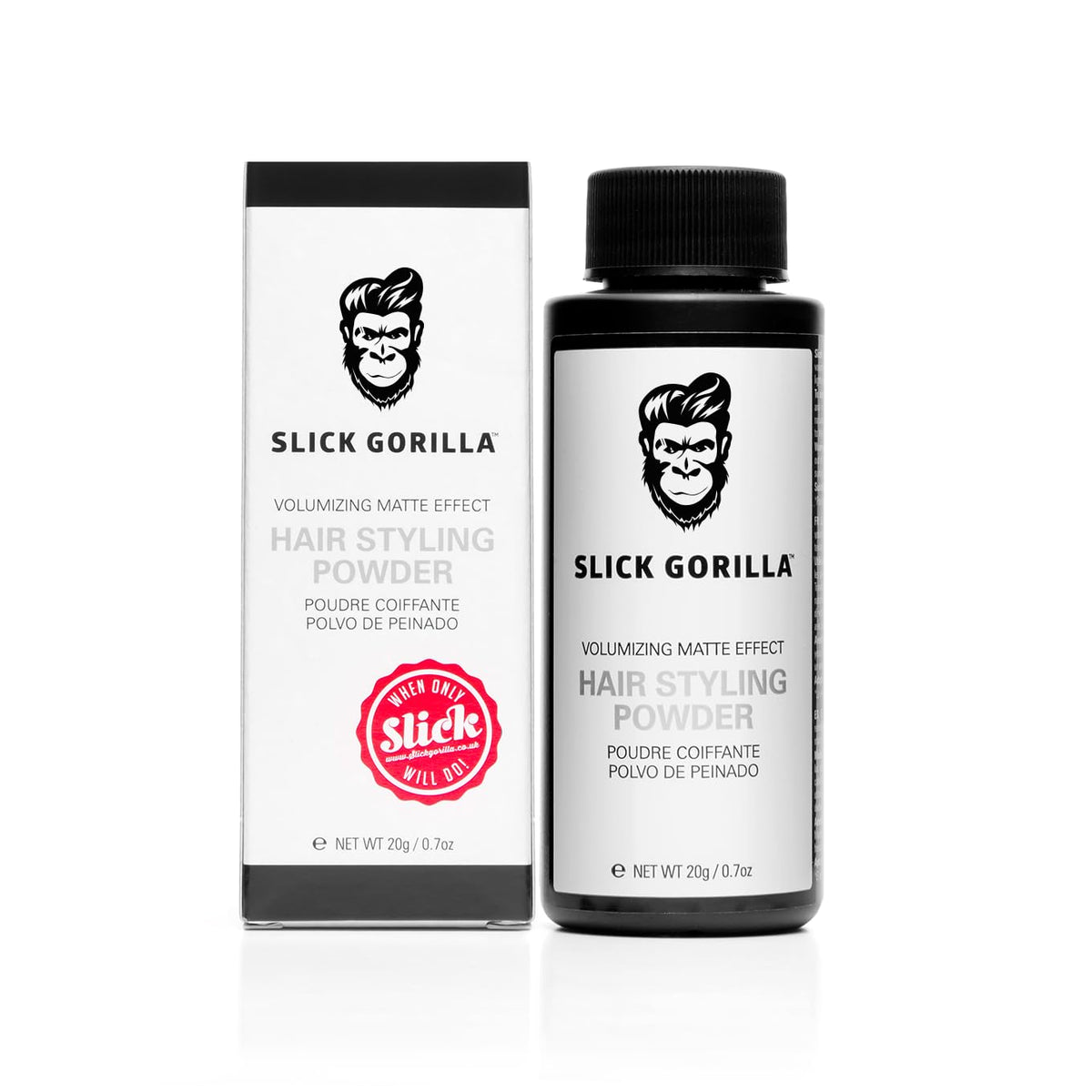 Slick Gorilla hair powder compact-size shows portable volume and texture on the go.