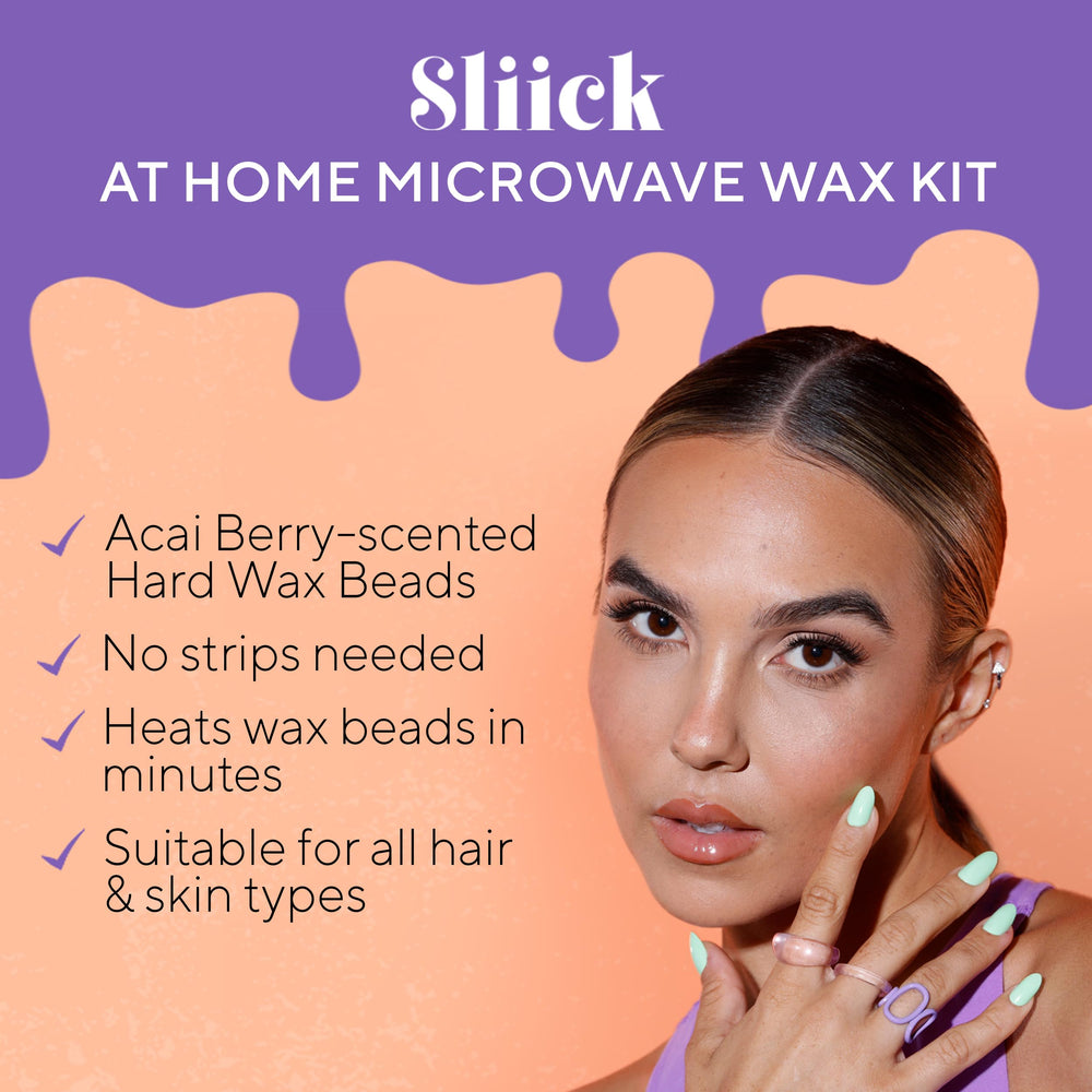 Sliick microwave wax cup heats beads quickly for fast at-home waxing.