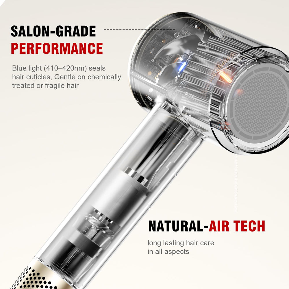 Slikwave Hair Dryer compact design on a countertop emphasizes lightweight styling.