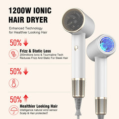 Slikwave Hair Dryer ionic generator displays 200M ions for frizz control.