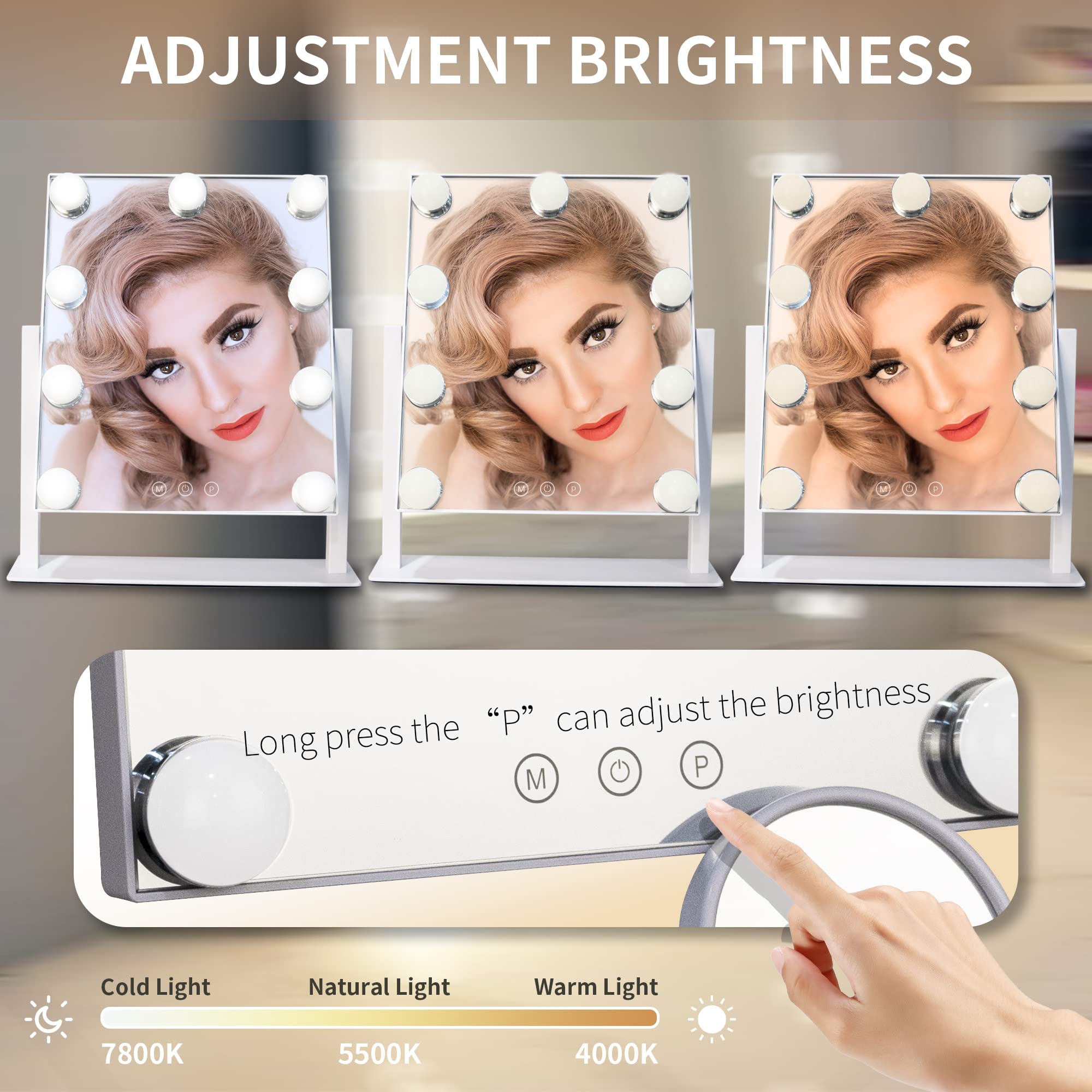 SLIMOON 10X detachable magnifier reveals fine details for precise liner and brow work.