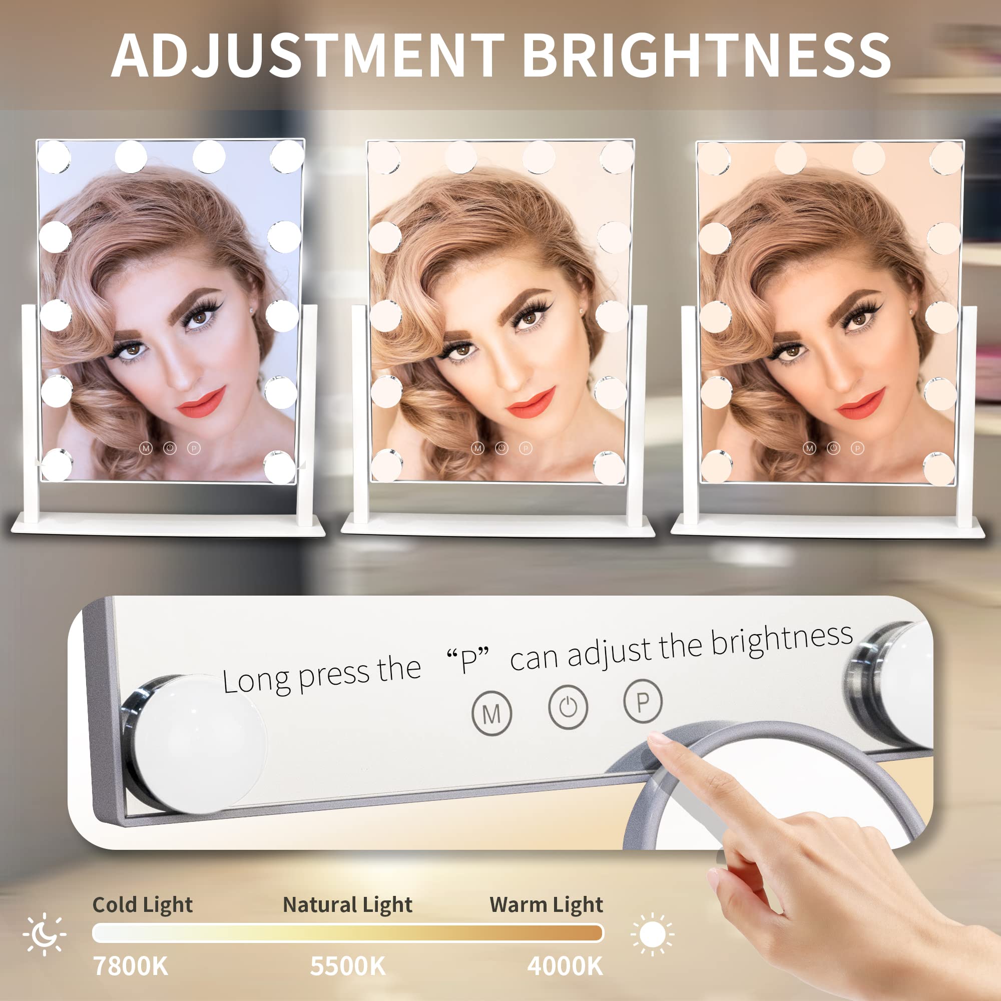 SLIMOON Hollywood mirror detachable 10x magnifier reveals precise details for liner application.