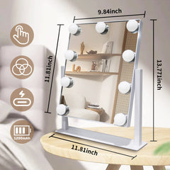 SLIMOON mirror with LED bulbs delivers uniform brightness for flawless eye makeup.
