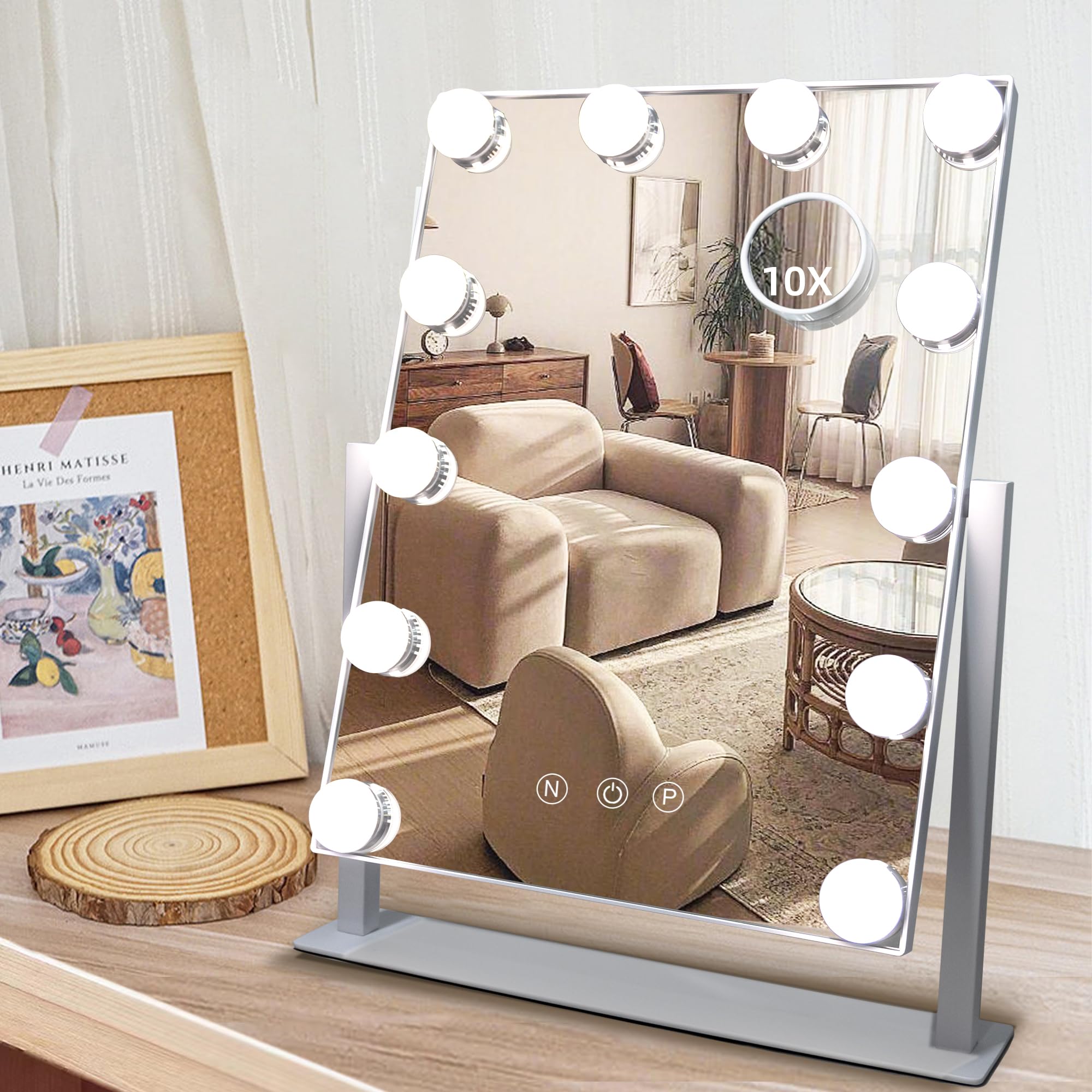 SLIMOON Hollywood mirror with lights delivers even makeup lighting for true color results.