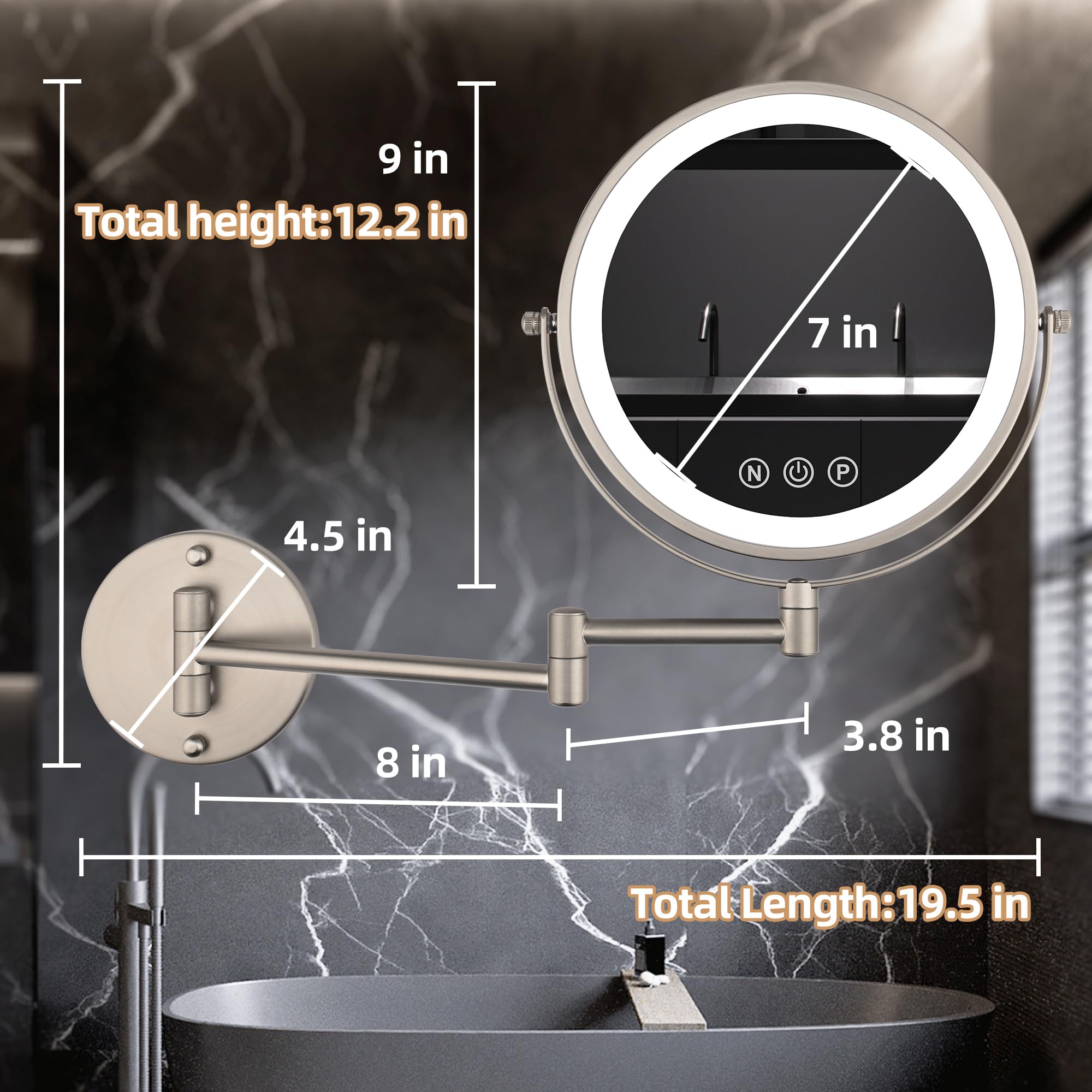 SLIMOON mirror uses 80 LEDs for stable, soft illumination during routines.