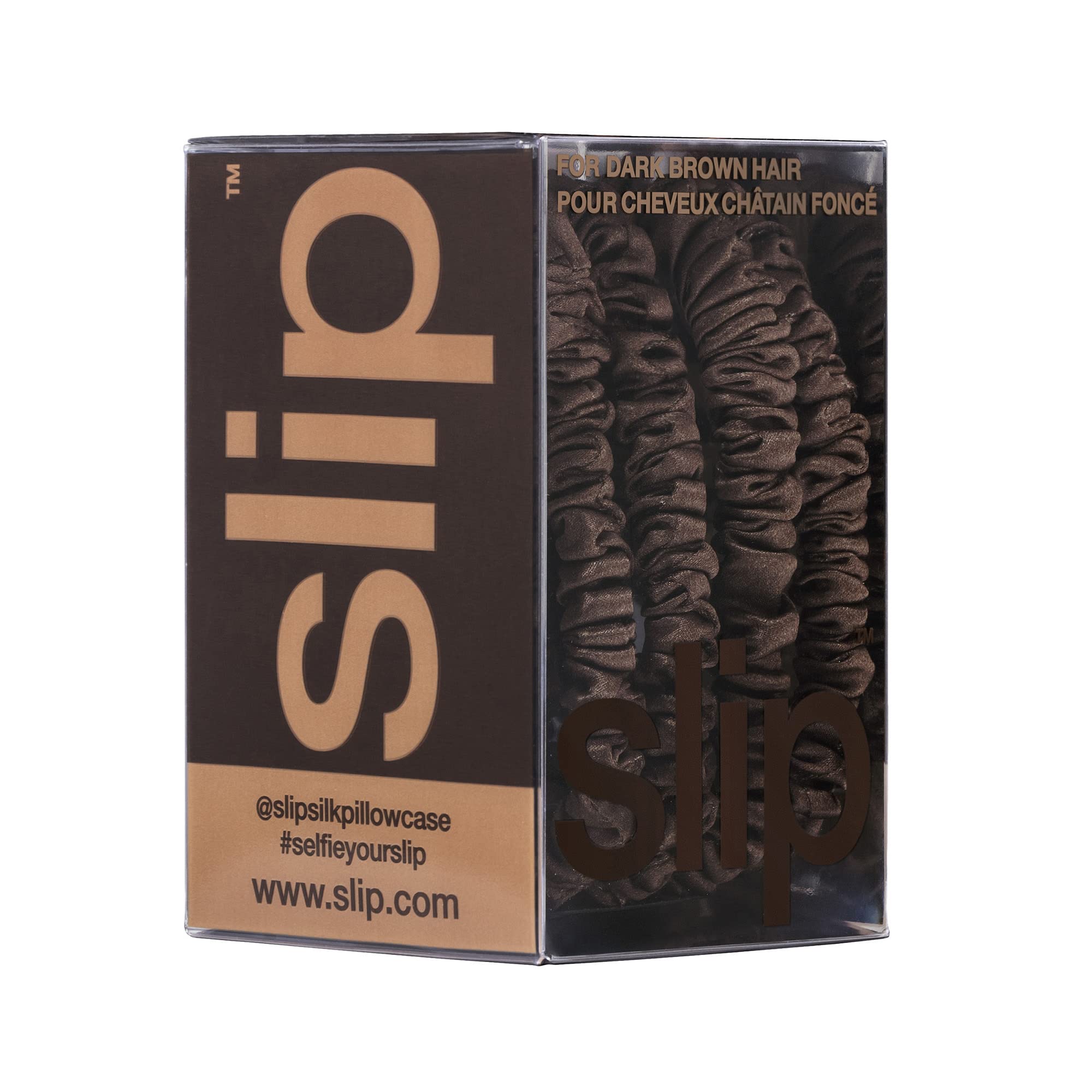 SLIP 100-percent mulberry silk skinny scrunchies; luxurious feel, durable wear.