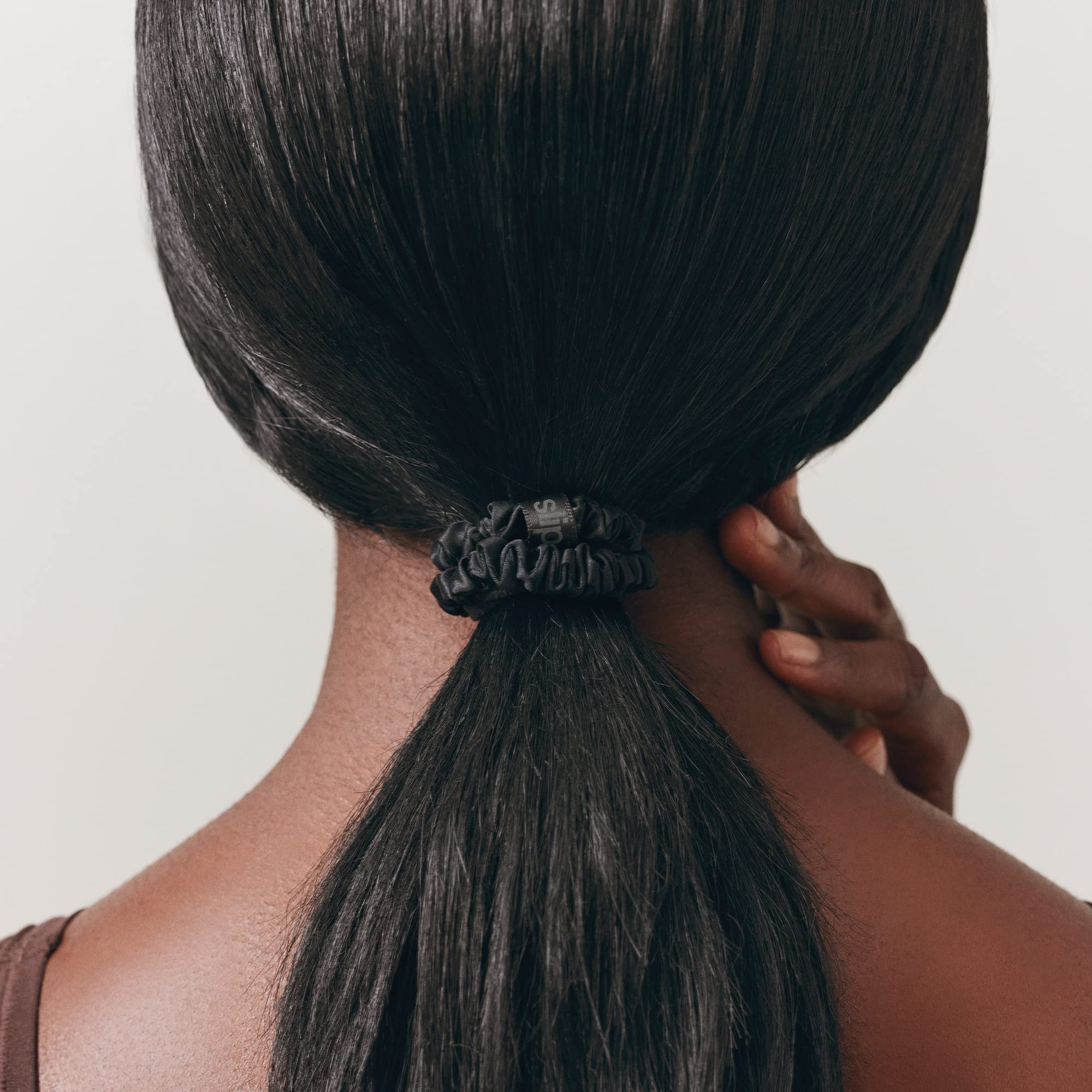 SLIP Amazon Exclusive Skinny Scrunchies works-with-ponytail shows versatile styling at a glance.