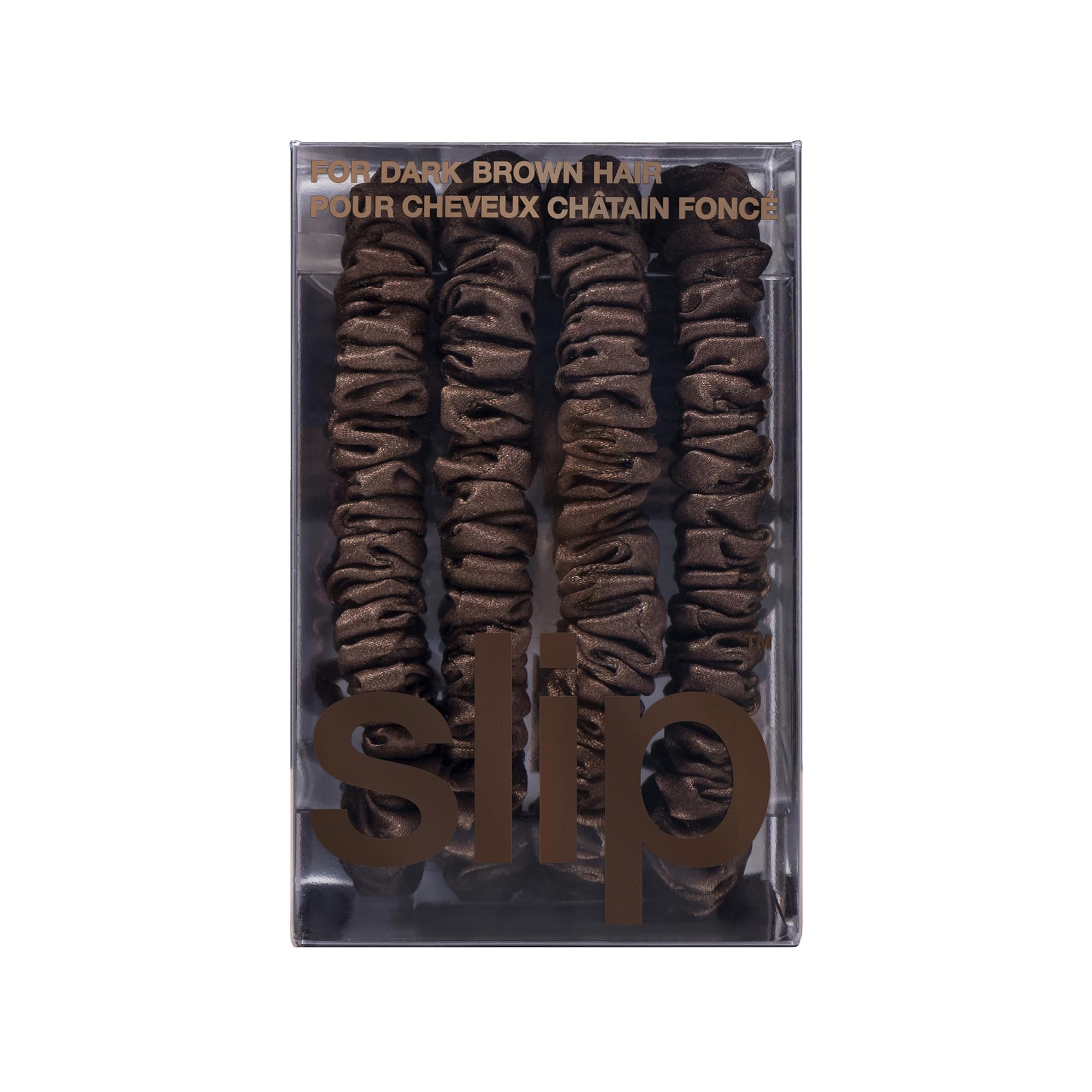 SLIP anti-crease silk skinny scrunchies; keeps hair smooth through busy days.