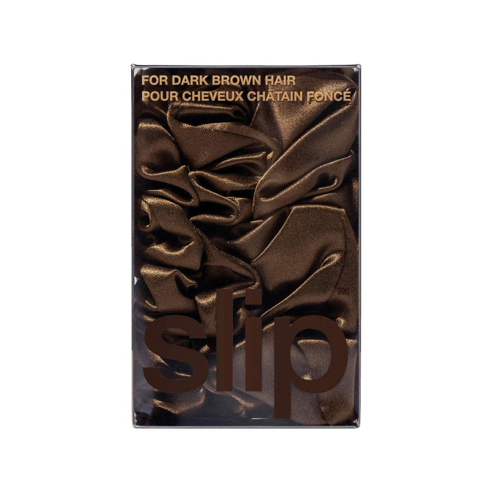 SLIP gift-ready silk scrunchie set underscores a thoughtful hair-care present.