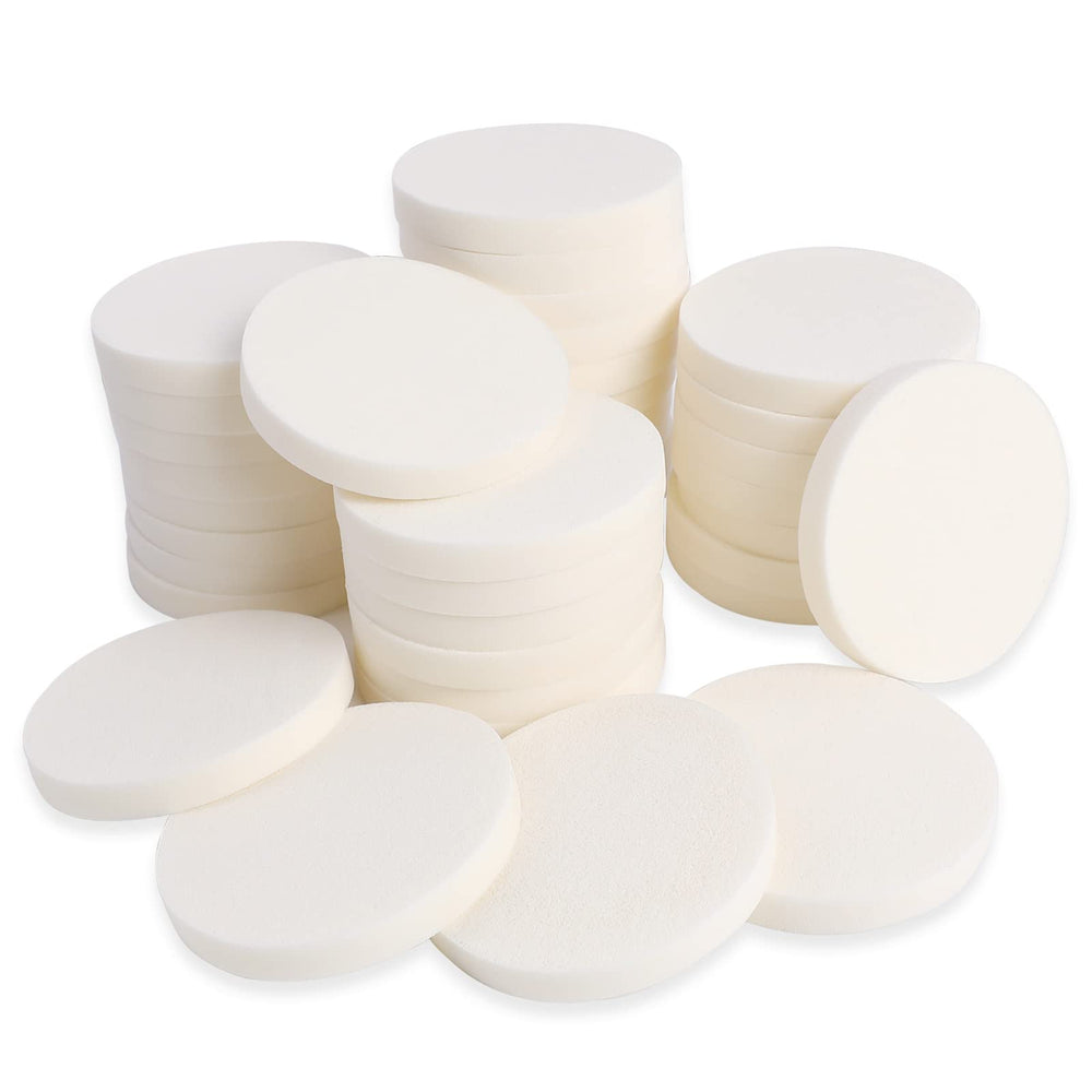 Sliverdew 50-piece white round makeup puffs ready for daily blending