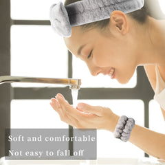 Diadema SLNZAPTY para lavado de rostro negro, microfibra delicada