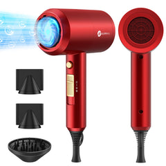 Slopehill Agate Red hair dryer body enables lightweight travel-ready drying