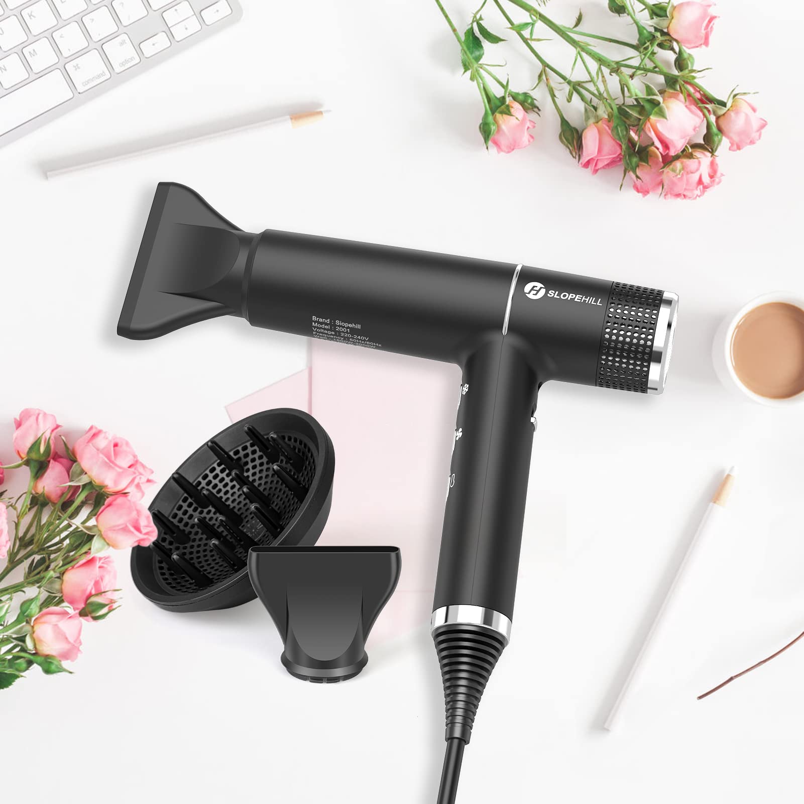 Slopehill hair dryer in-use session highlighting comfortable grip and controlled airflow.