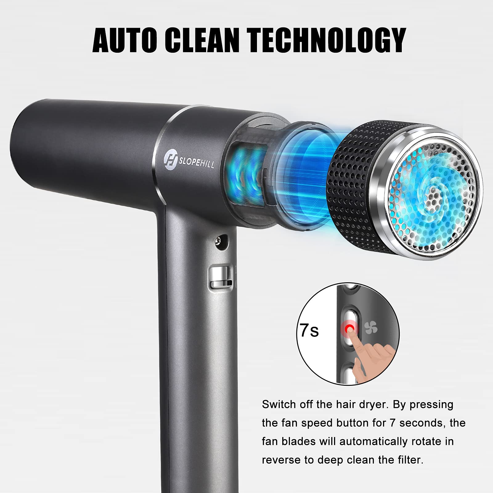 Slopehill hair dryer LED display providing clear control feedback