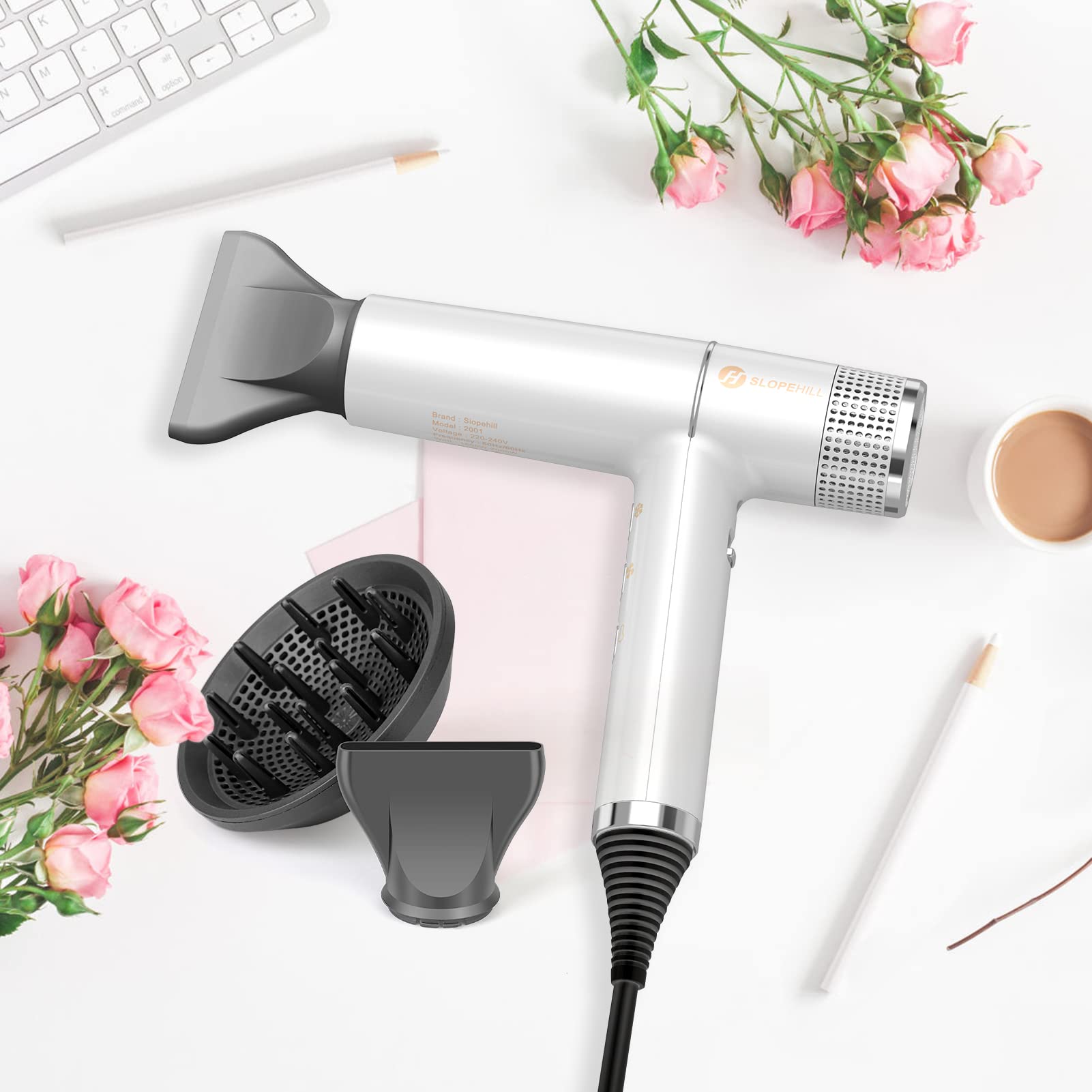 slopehill hair dryer white design with ergonomic grip and clean aesthetics