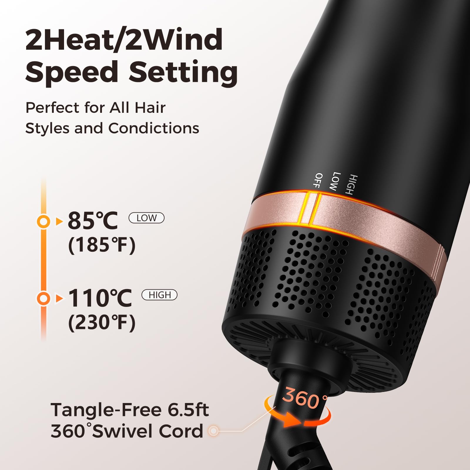 slopehill 2-heat-2-speed settings tailor drying and styling to hair type