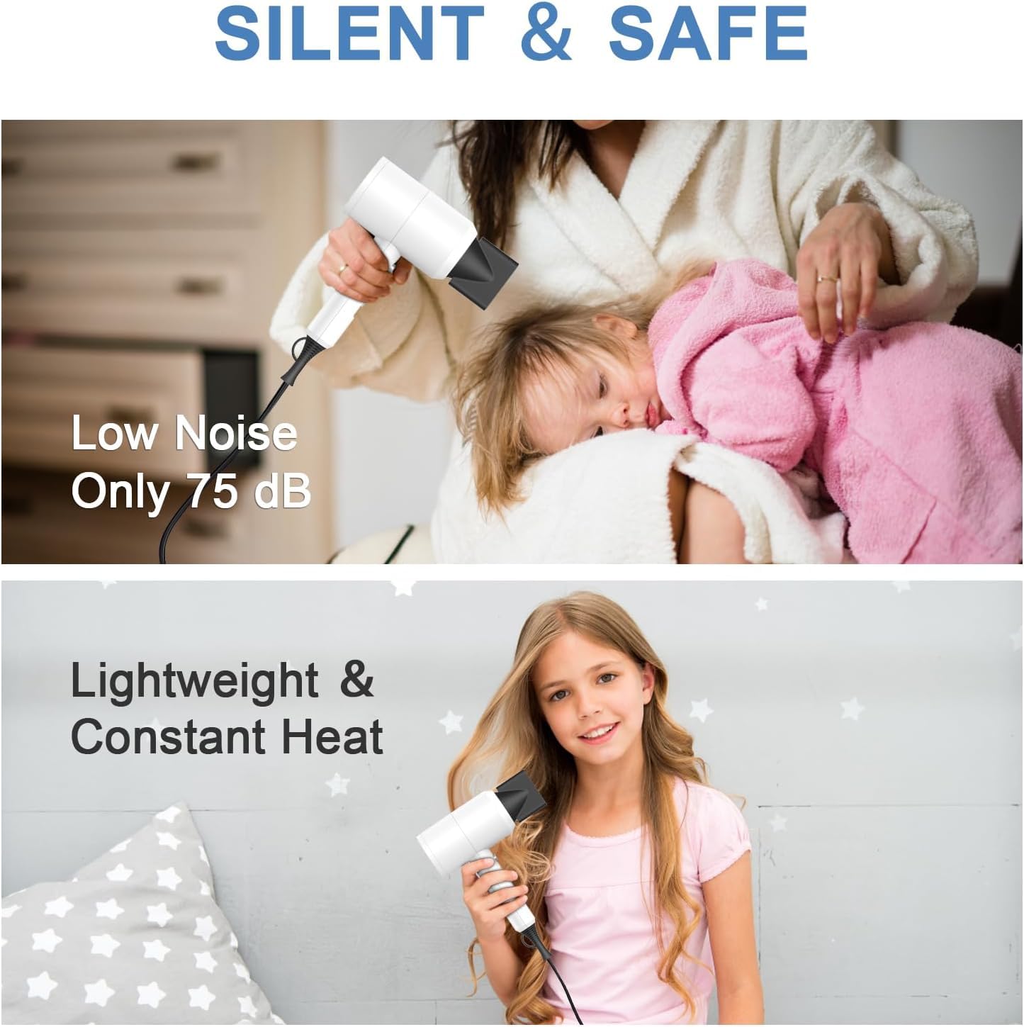 Slopehill Professional Ionic Hair Dryer accessories-packaging close-up shows complete home-styling kit.