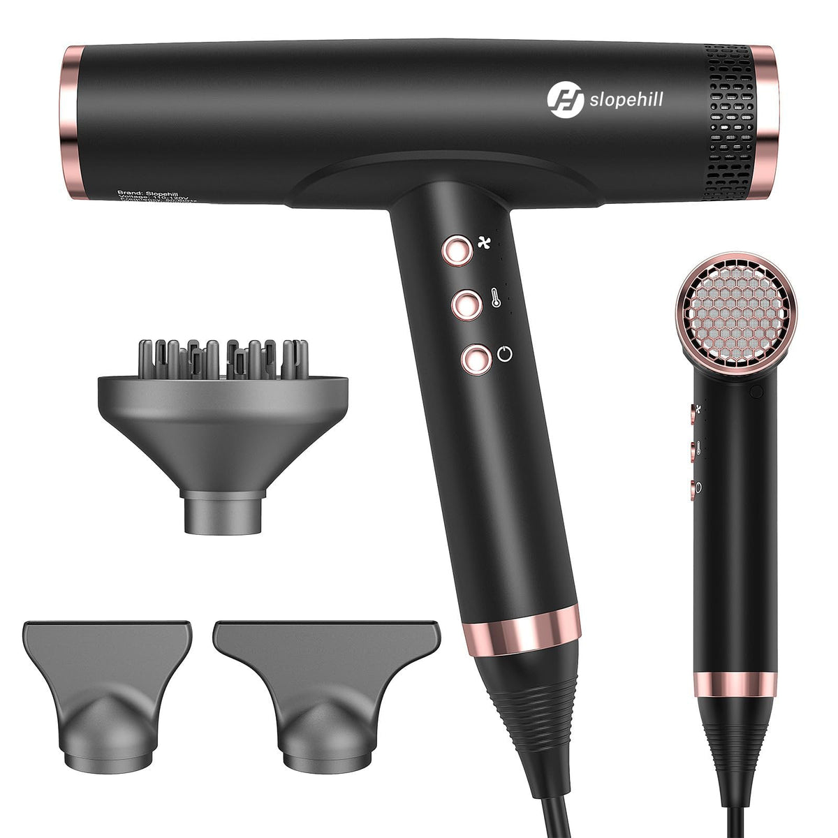 Slopehill Professional Ionic Hair Dryer compact form for quick salon-quality styling on the go.