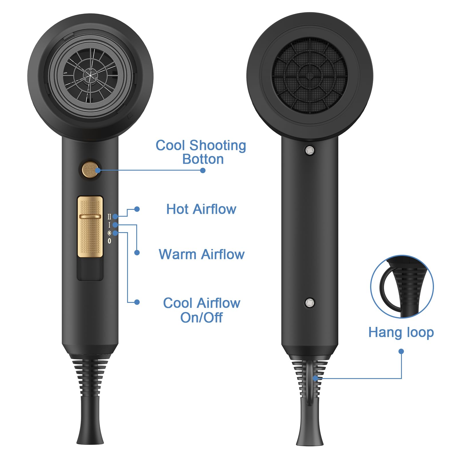 Slopehill Professional Ionic Hair Dryer cool shot button helps set styles without overheating