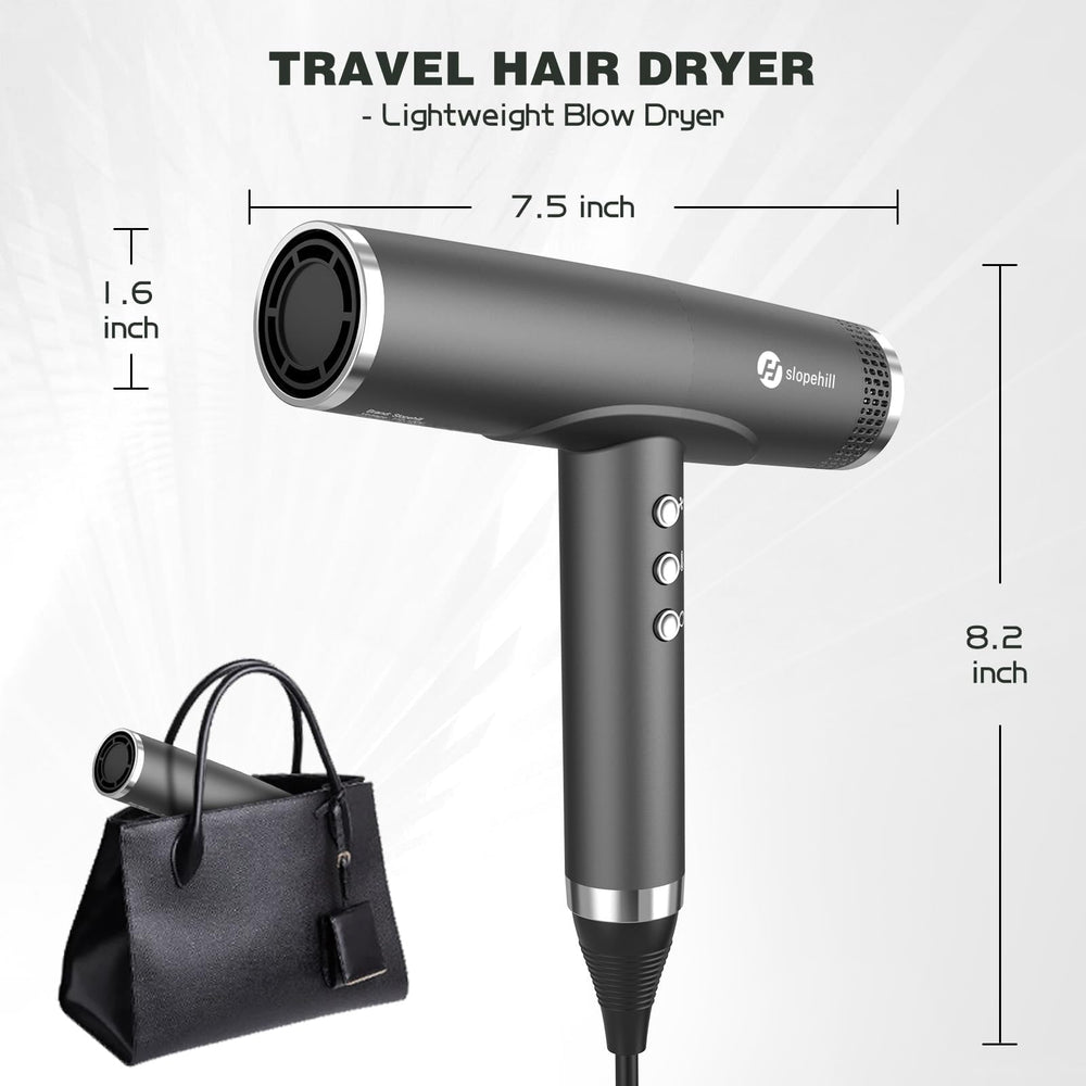 Slopehill professional ionic hair dryer in use demonstrating easy grip and controlled airflow