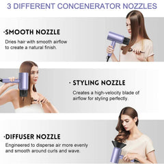 Slopehill ionic hair dryer in use delivering quick, even drying with minimized frizz potential.