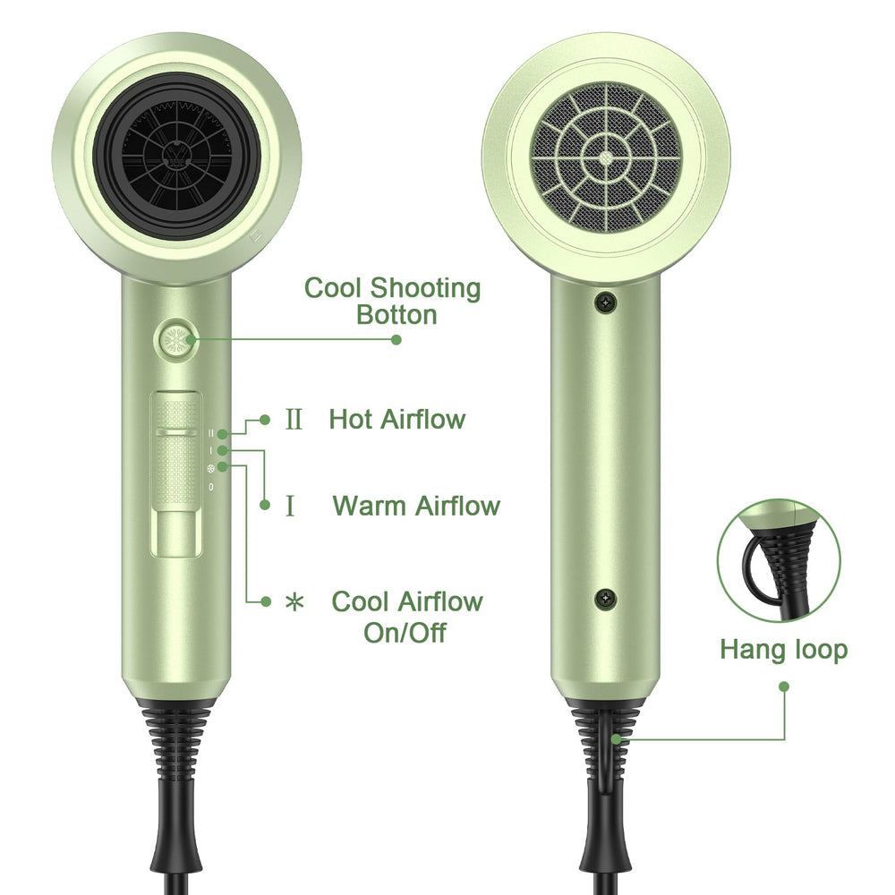 Slopehill professional ionic hair dryer label close-up highlighting 1800W power