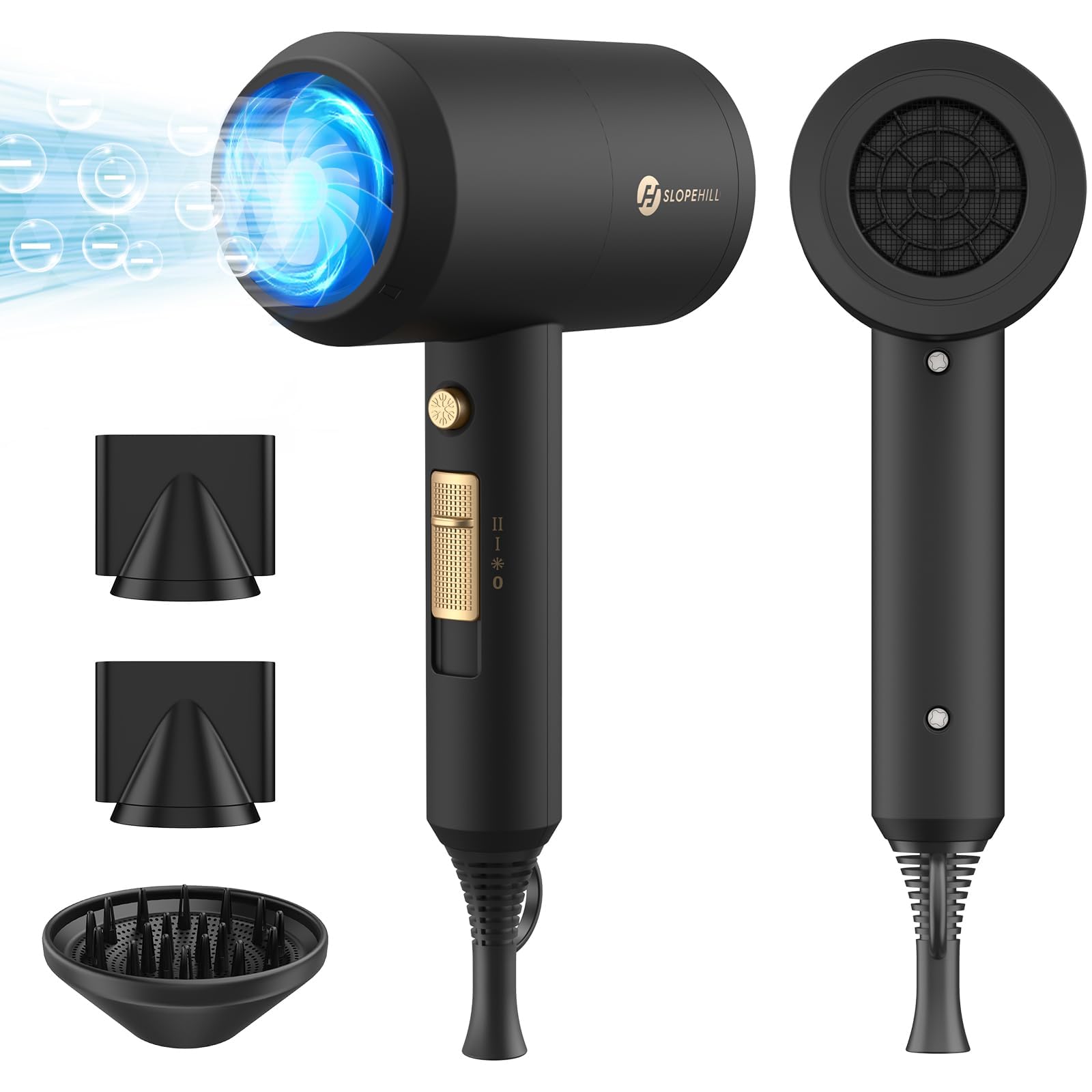 Slopehill Professional Ionic Hair Dryer motor view highlights powerful airflow for quick drying