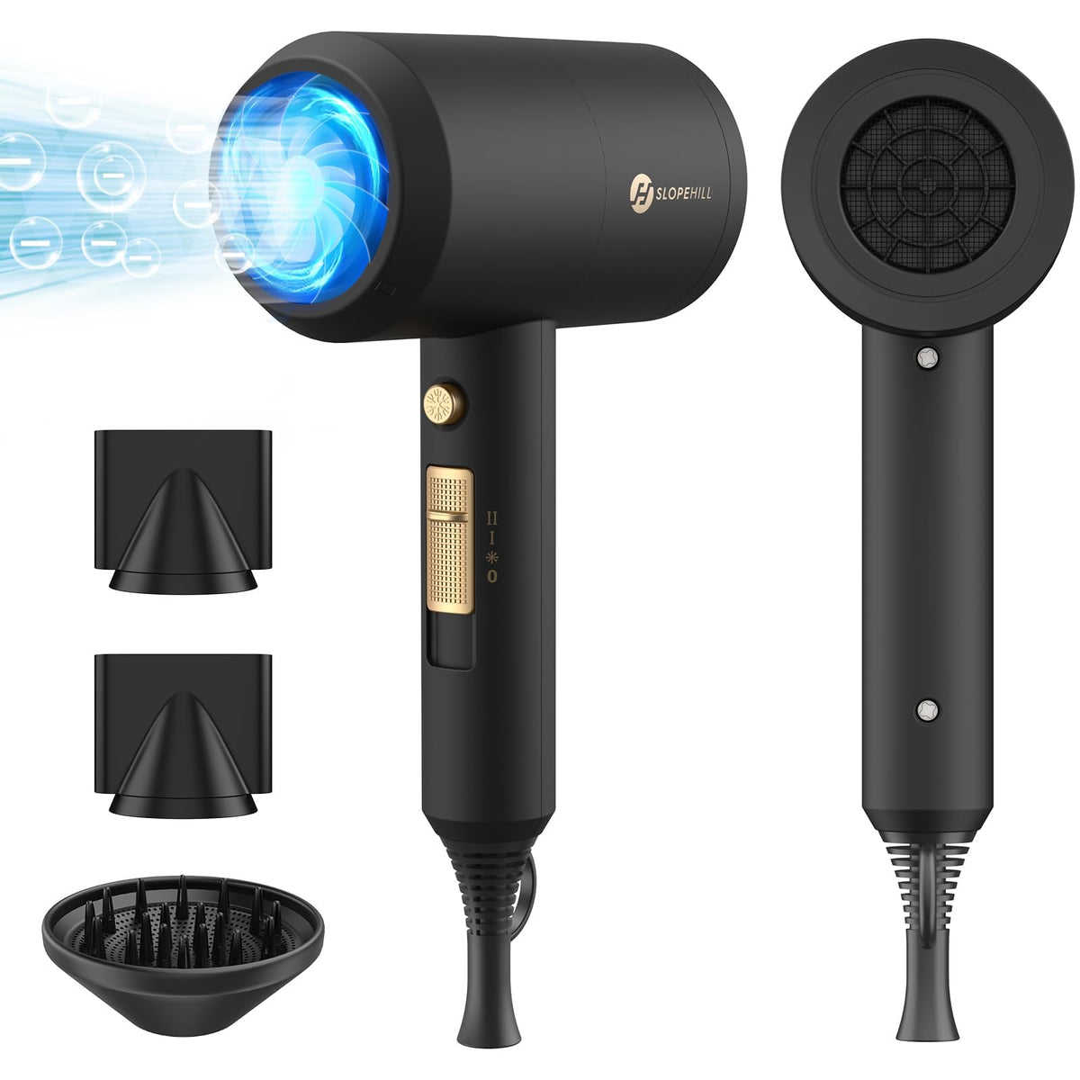 Slopehill Professional Ionic Hair Dryer motor view highlights powerful airflow for quick drying