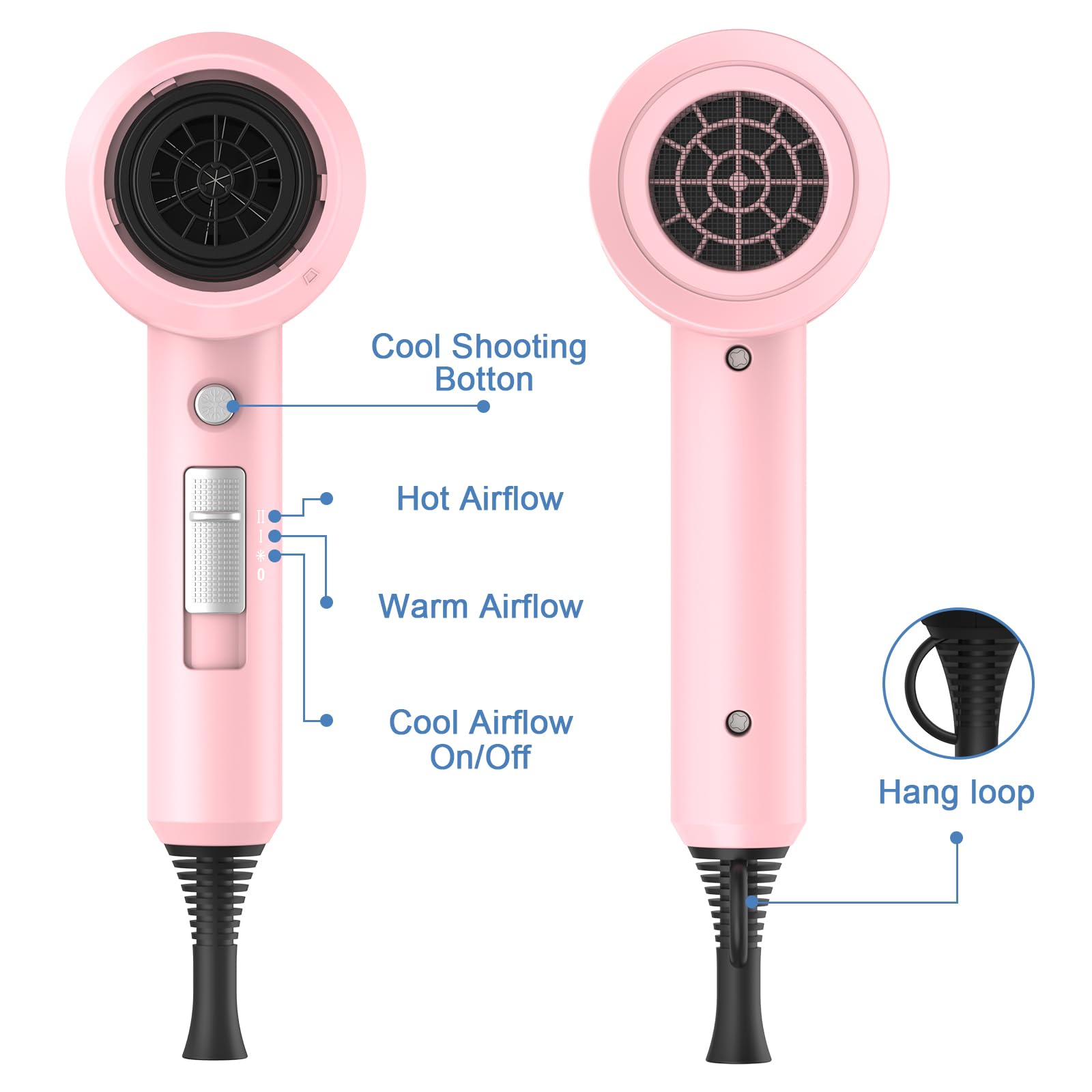 Slopehill ionic hair dryer pink compact design for fast, at-home drying.