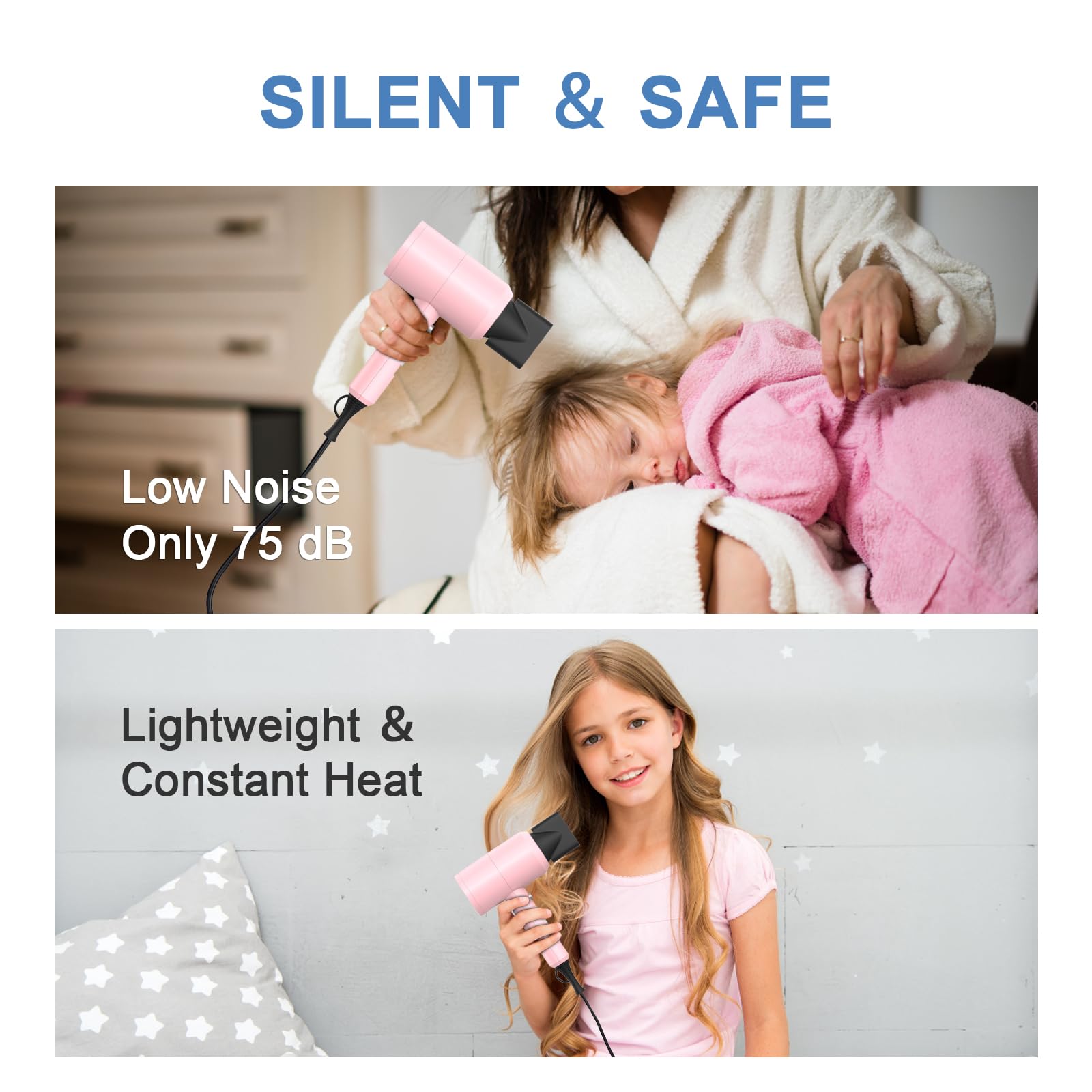 Slopehill professional dryer pink with diffuser and concentrator for easy styling.